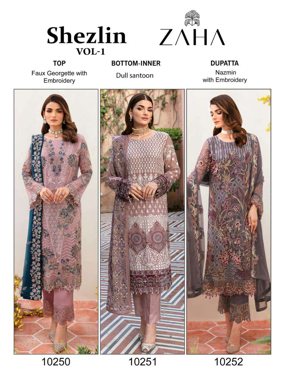 ZAHA SHEZLIN VOL 1 GEORGETTE HEAVY EMBROIDERED SUIT