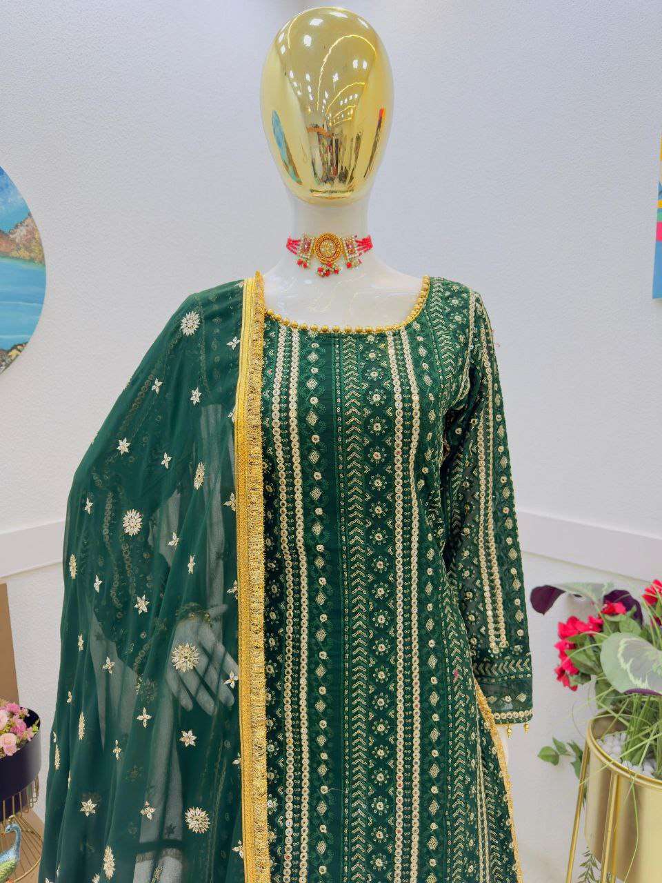 ZB GREEN SHARARA SUIT