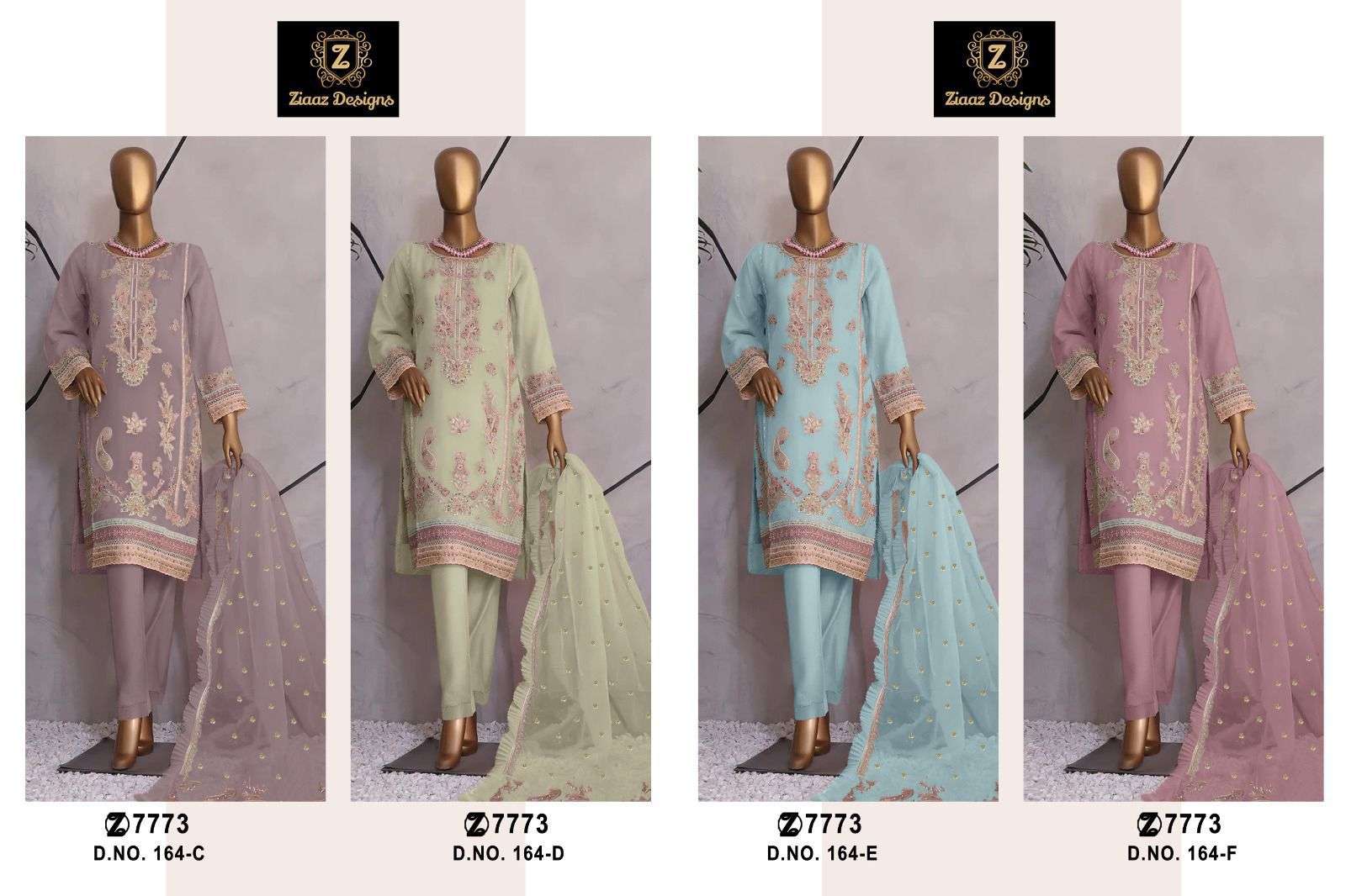 ZIAAZ DESIGNS CODE 164 ORGANZA DESIGNER PAKISTANI SUIT