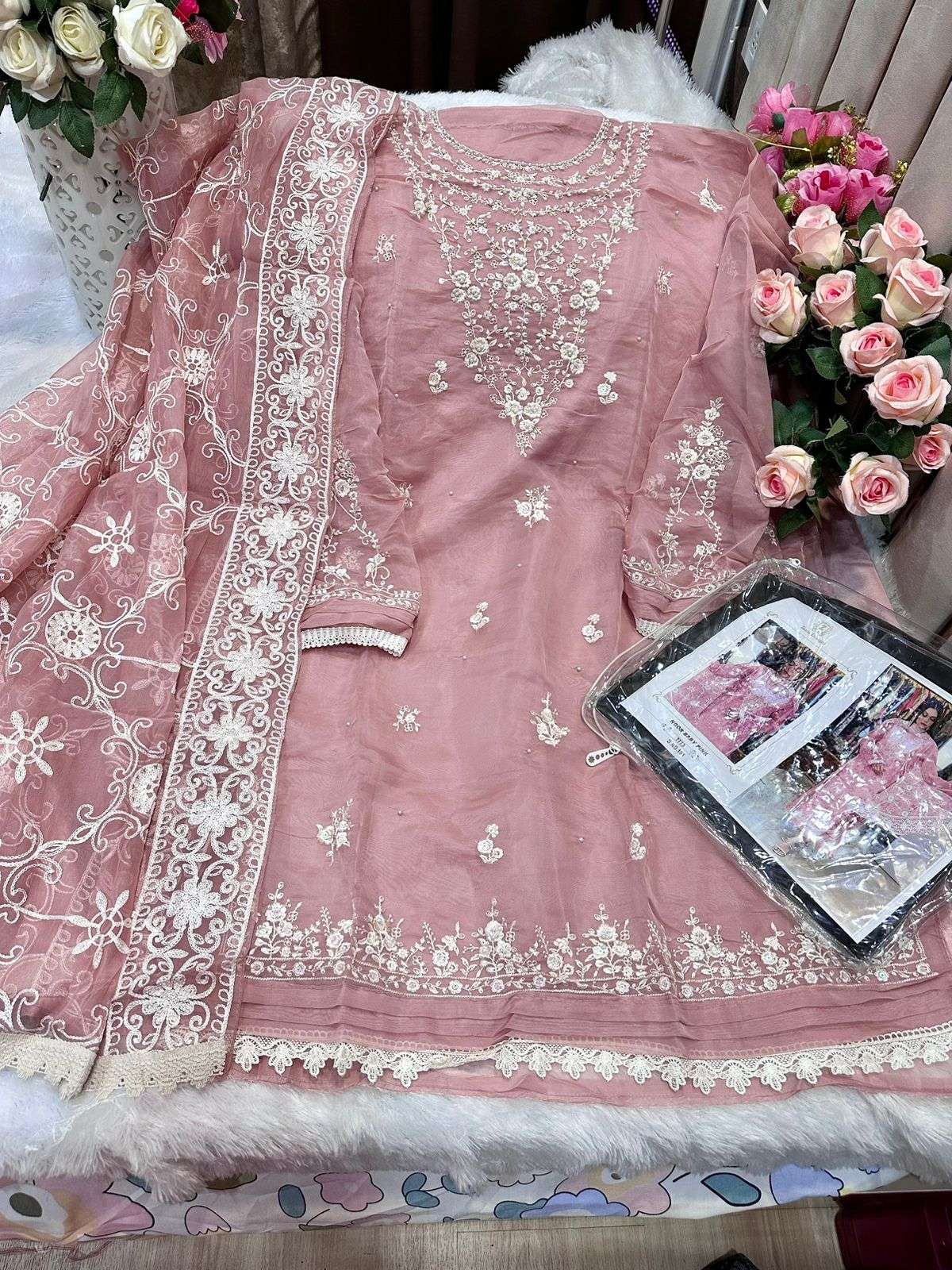 ZIAAZ DESIGNS CODE 191 ORGANZA EMBROIDERED SUIT