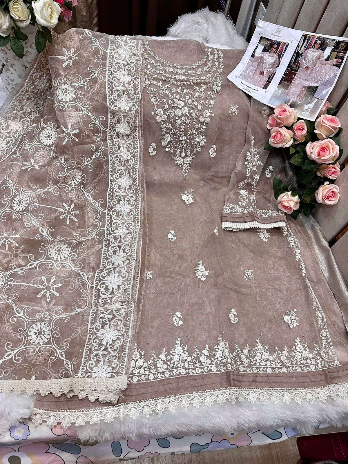 ZIAAZ DESIGNS CODE 191 ORGANZA EMBROIDERED SUIT