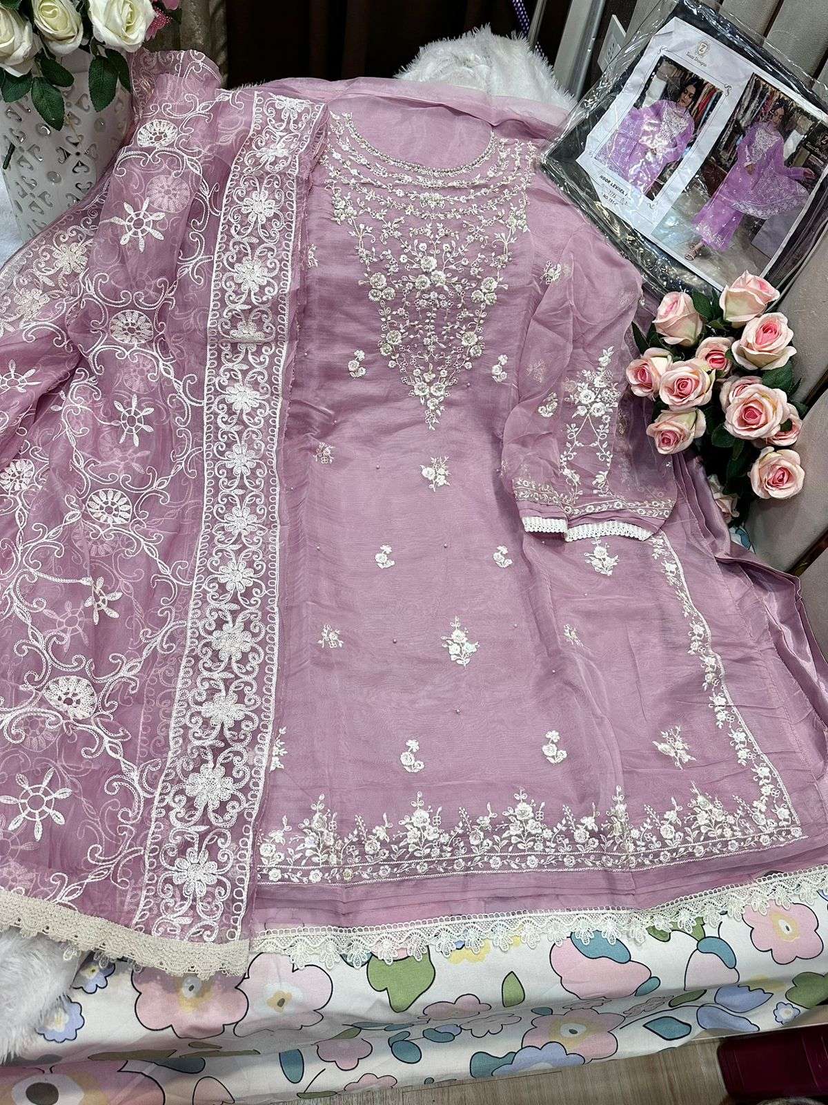 ZIAAZ DESIGNS CODE 191 ORGANZA EMBROIDERED SUIT