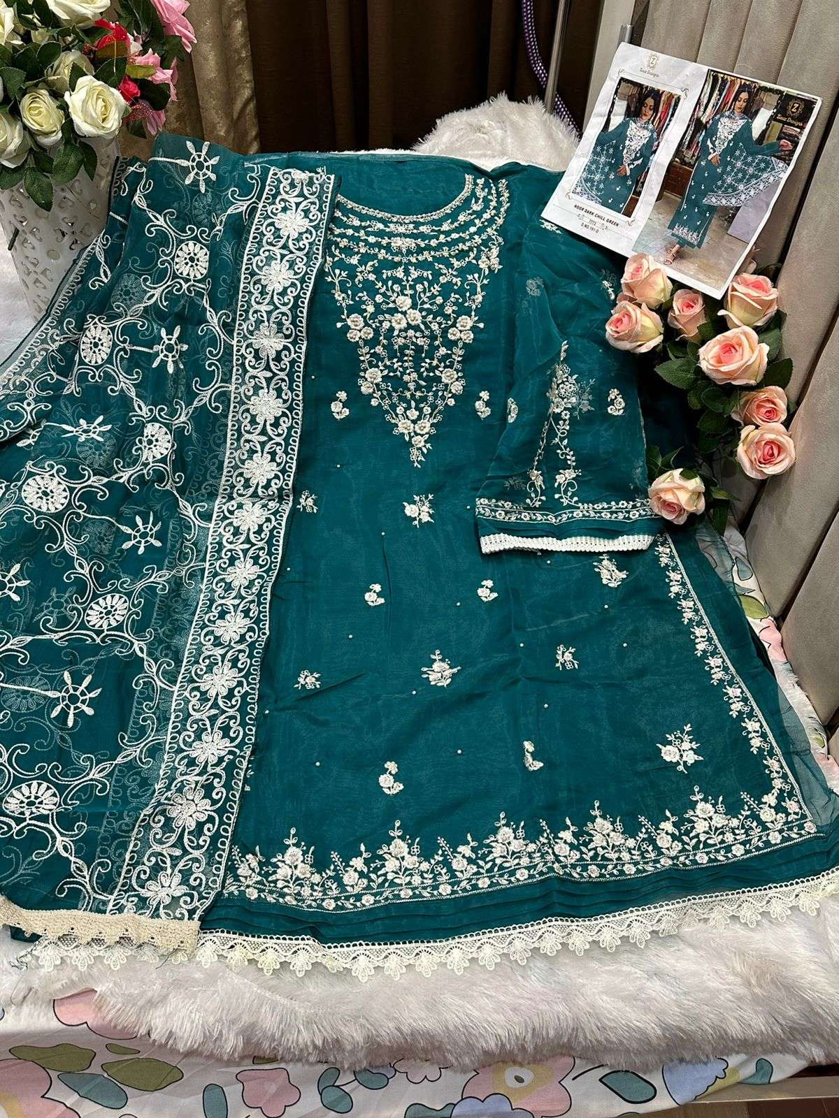 ZIAAZ DESIGNS CODE 191 ORGANZA EMBROIDERED SUIT