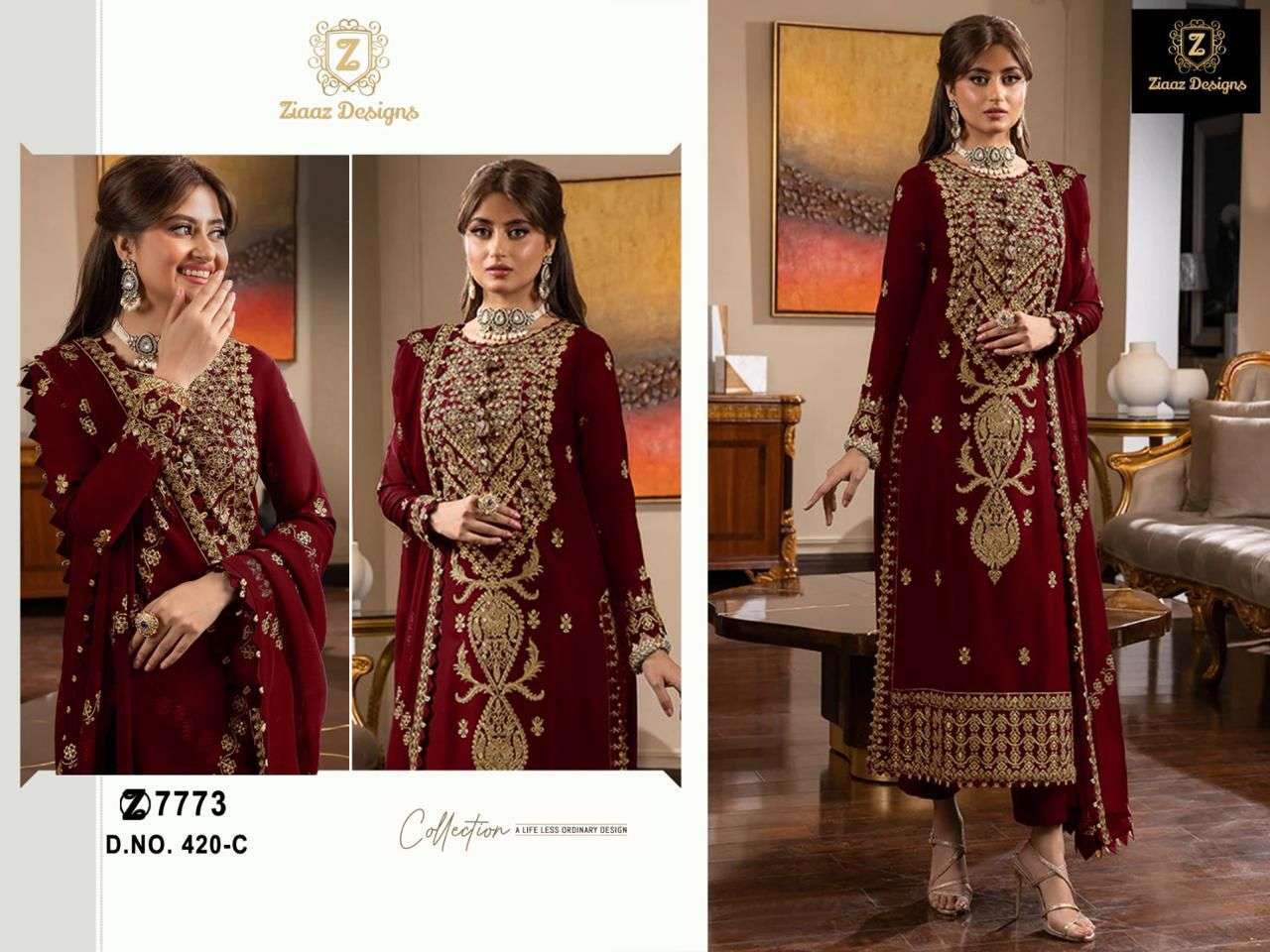 ZIAAZ DESIGNS CODE 420 GEORGETTE HEAVY EMBROIDERED SUIT