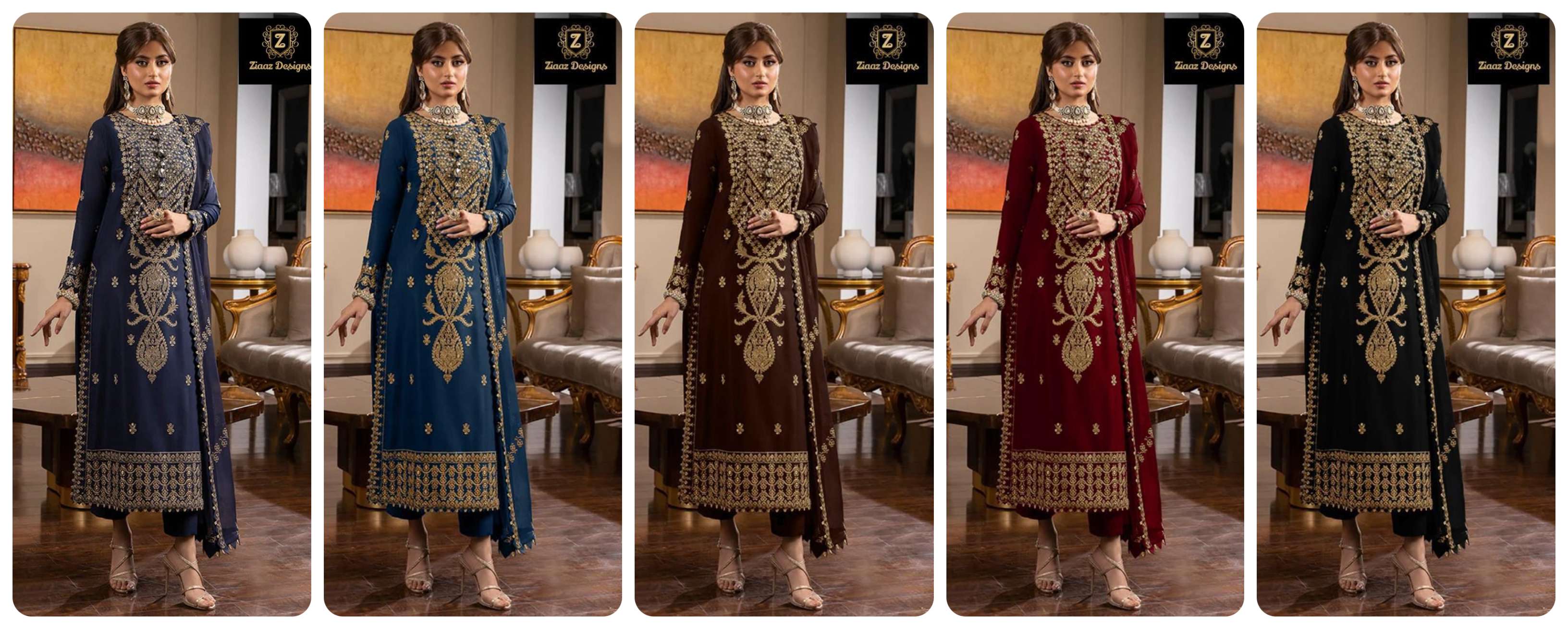 ZIAAZ DESIGNS CODE 420 GEORGETTE HEAVY EMBROIDERED SUIT