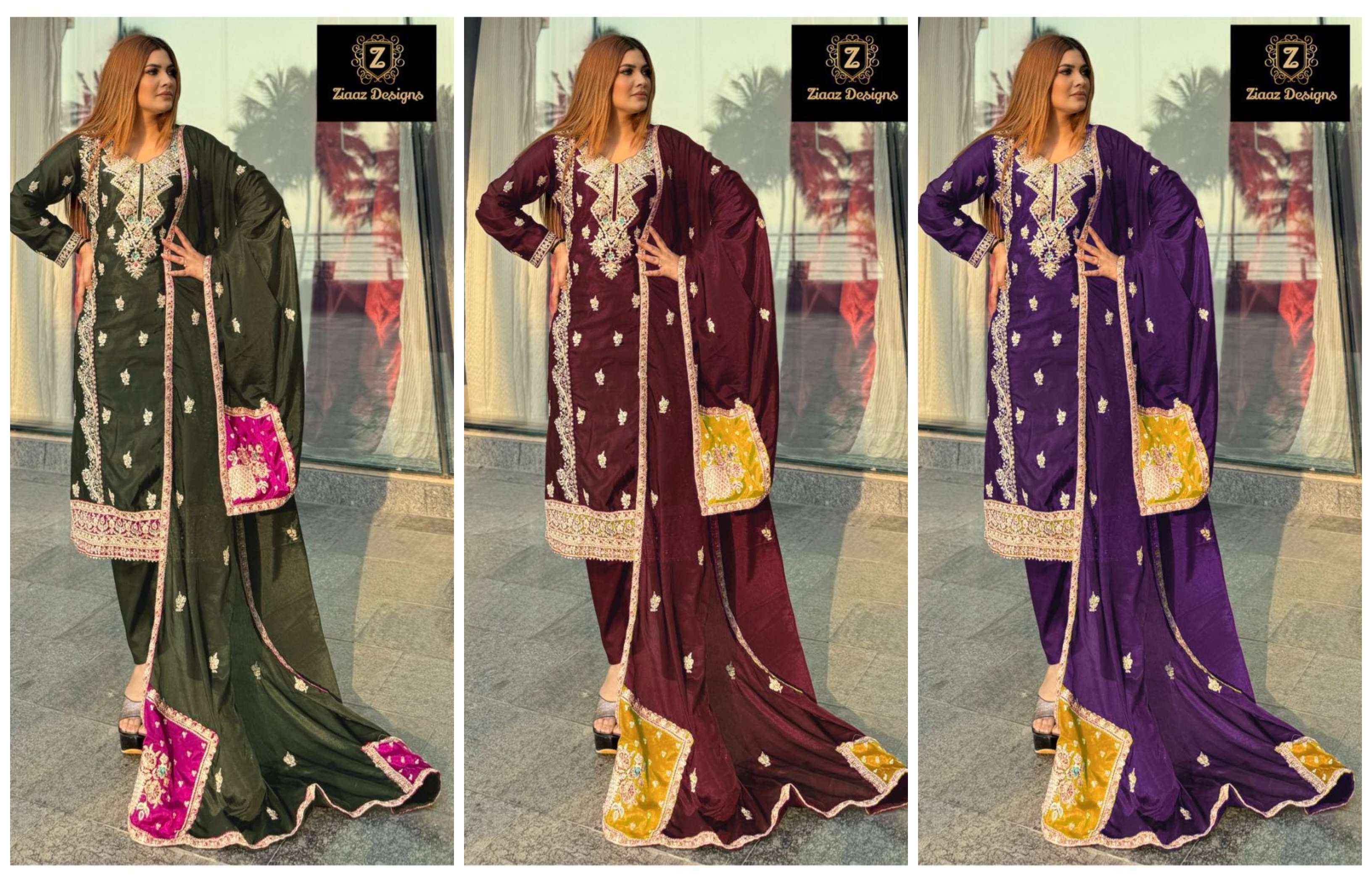 ZIAAZ DESIGNS CODE 443 EMBROIDERY DESIGNER SUIT