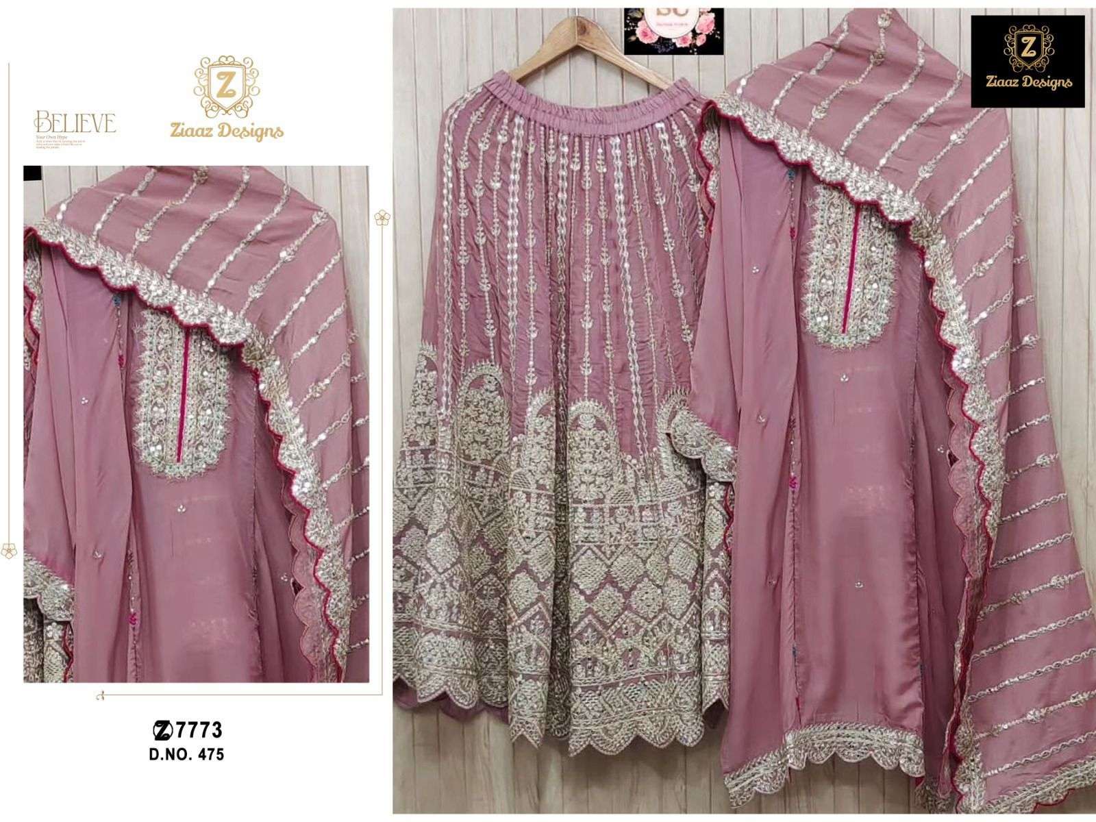 ZIAAZ DESIGNS CODE 475 GEORGETTE HEAVY EMBROIDERED SUIT