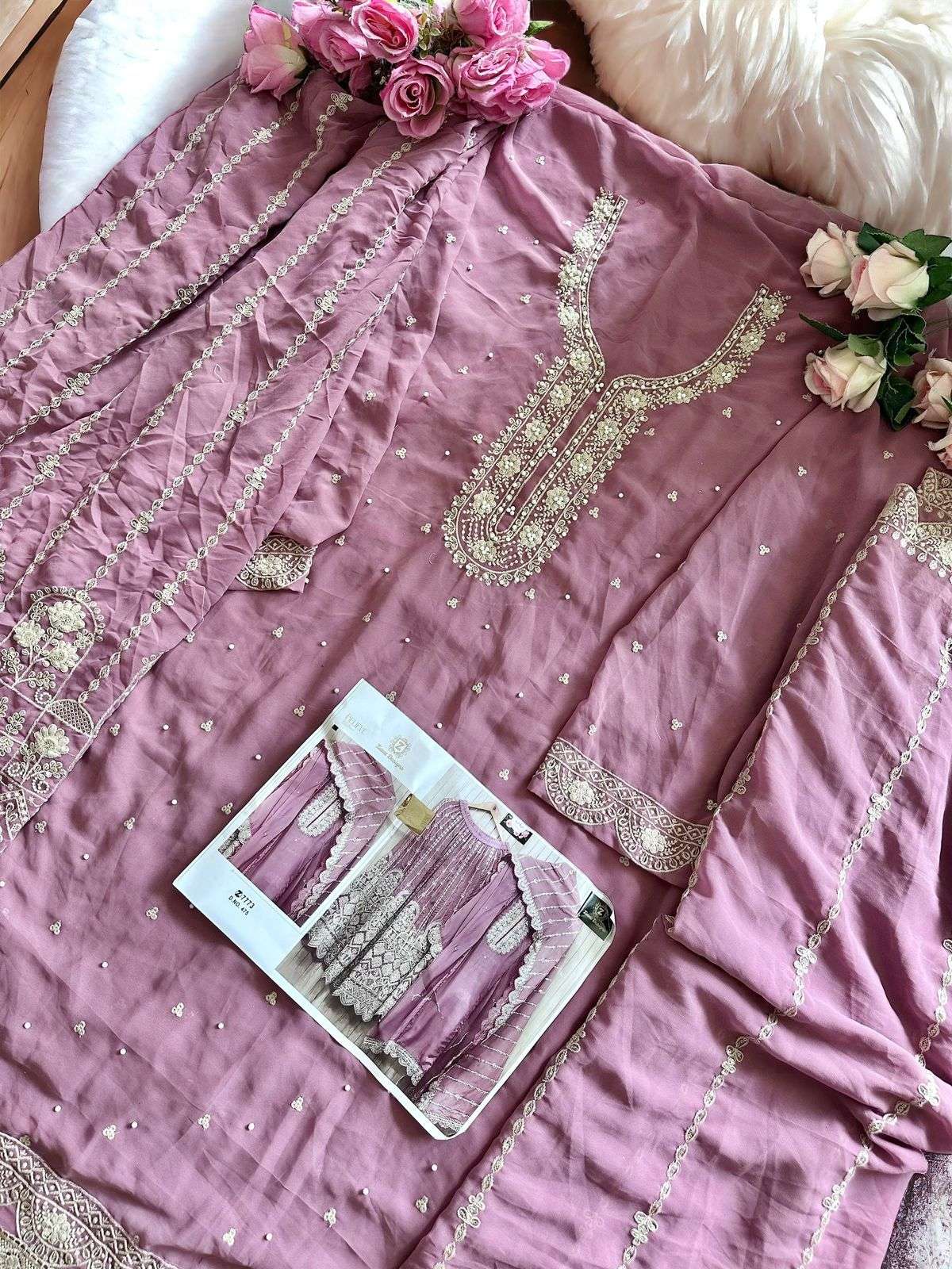 ZIAAZ DESIGNS CODE 475 GEORGETTE HEAVY EMBROIDERED SUIT