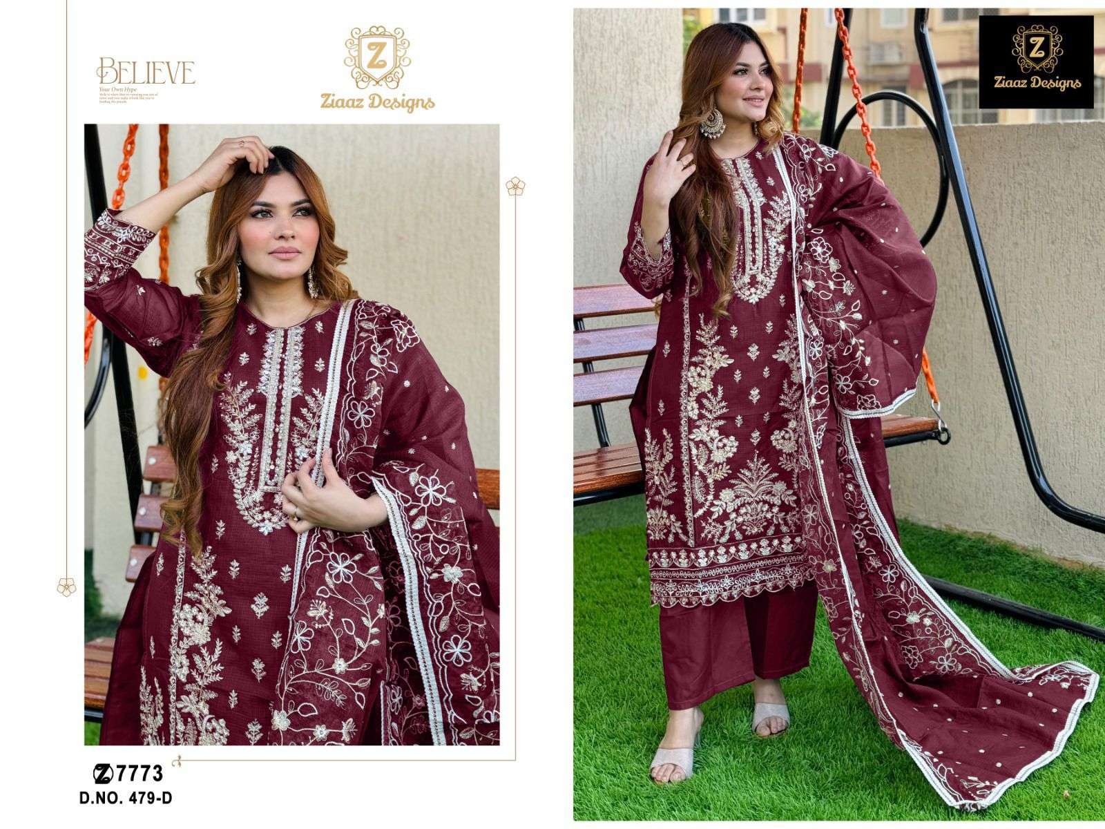 ZIAAZ DESIGNS CODE 479 HEAVY EMBROIDERY DESIGNER SUIT