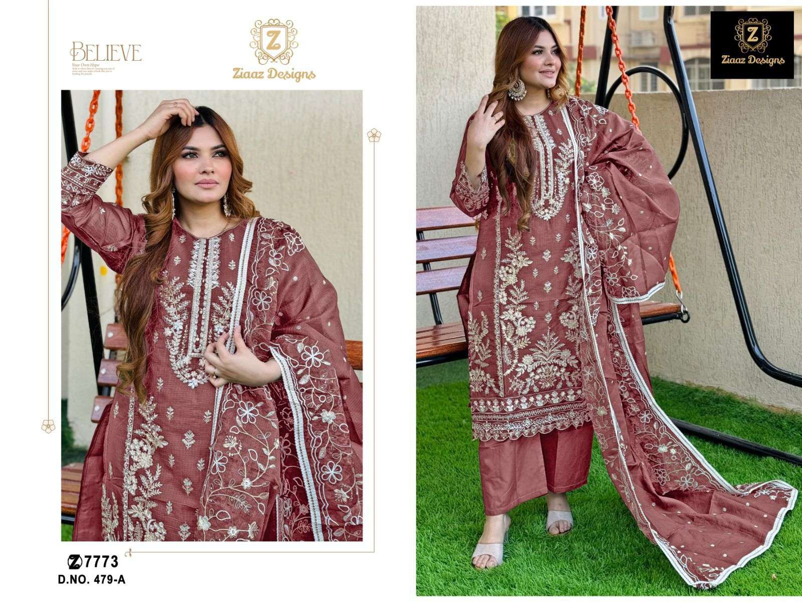 ZIAAZ DESIGNS CODE 479 HEAVY EMBROIDERY DESIGNER SUIT