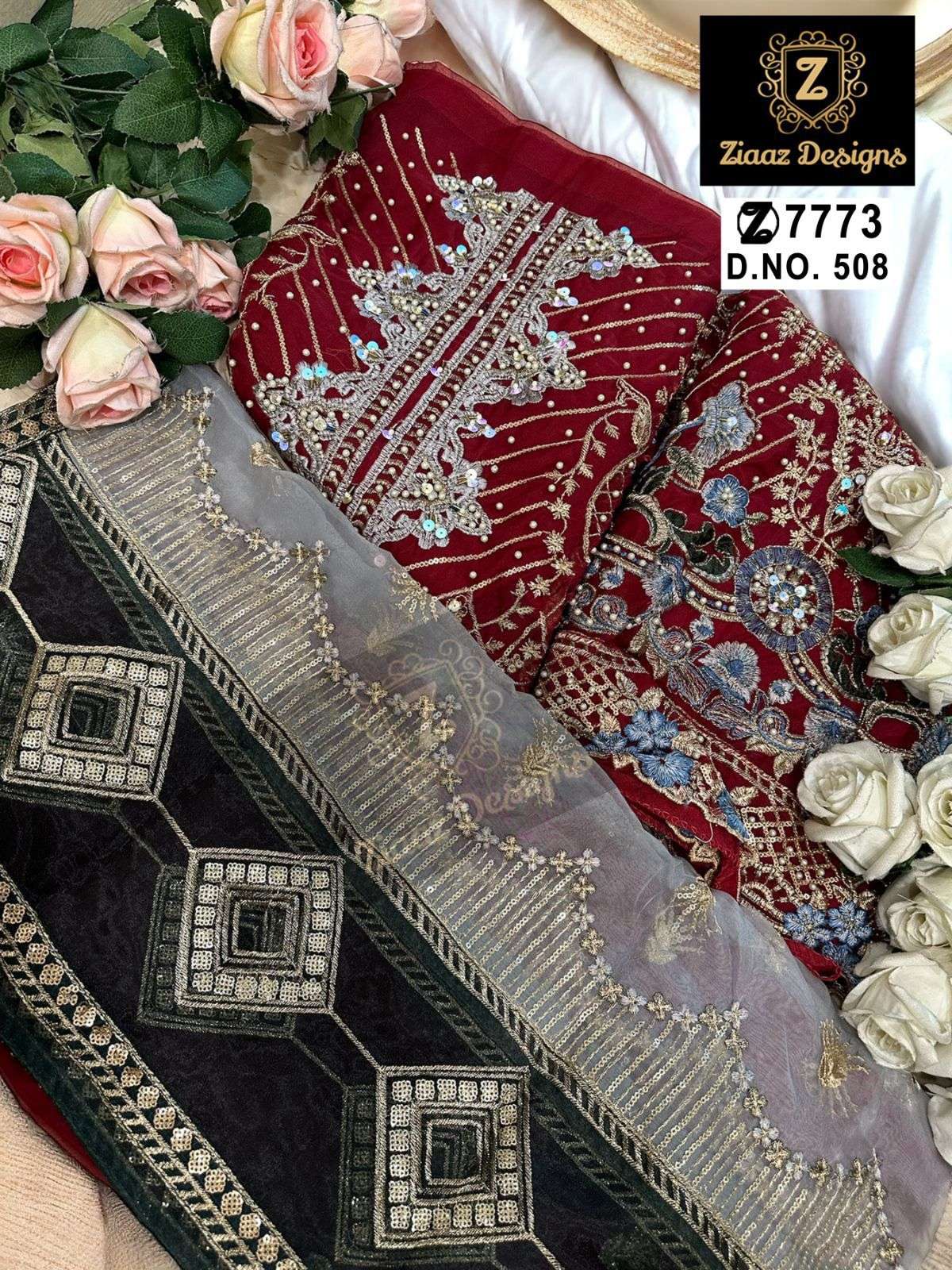 ZIAAZ DESIGNS CODE 508 511 & 512 GEORGETTE EMBROIDERED SUIT