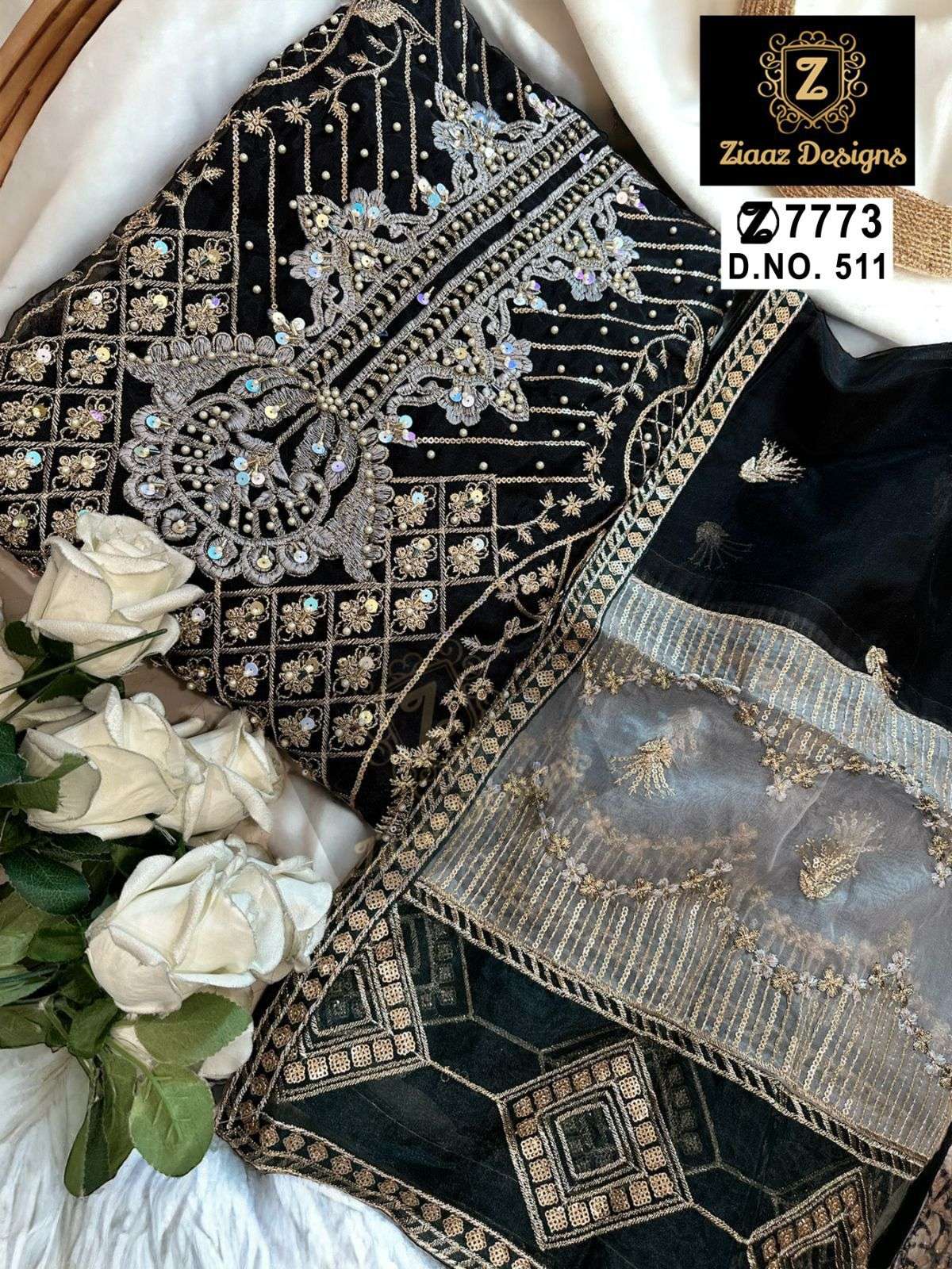 ZIAAZ DESIGNS CODE 508 511 & 512 GEORGETTE EMBROIDERED SUIT
