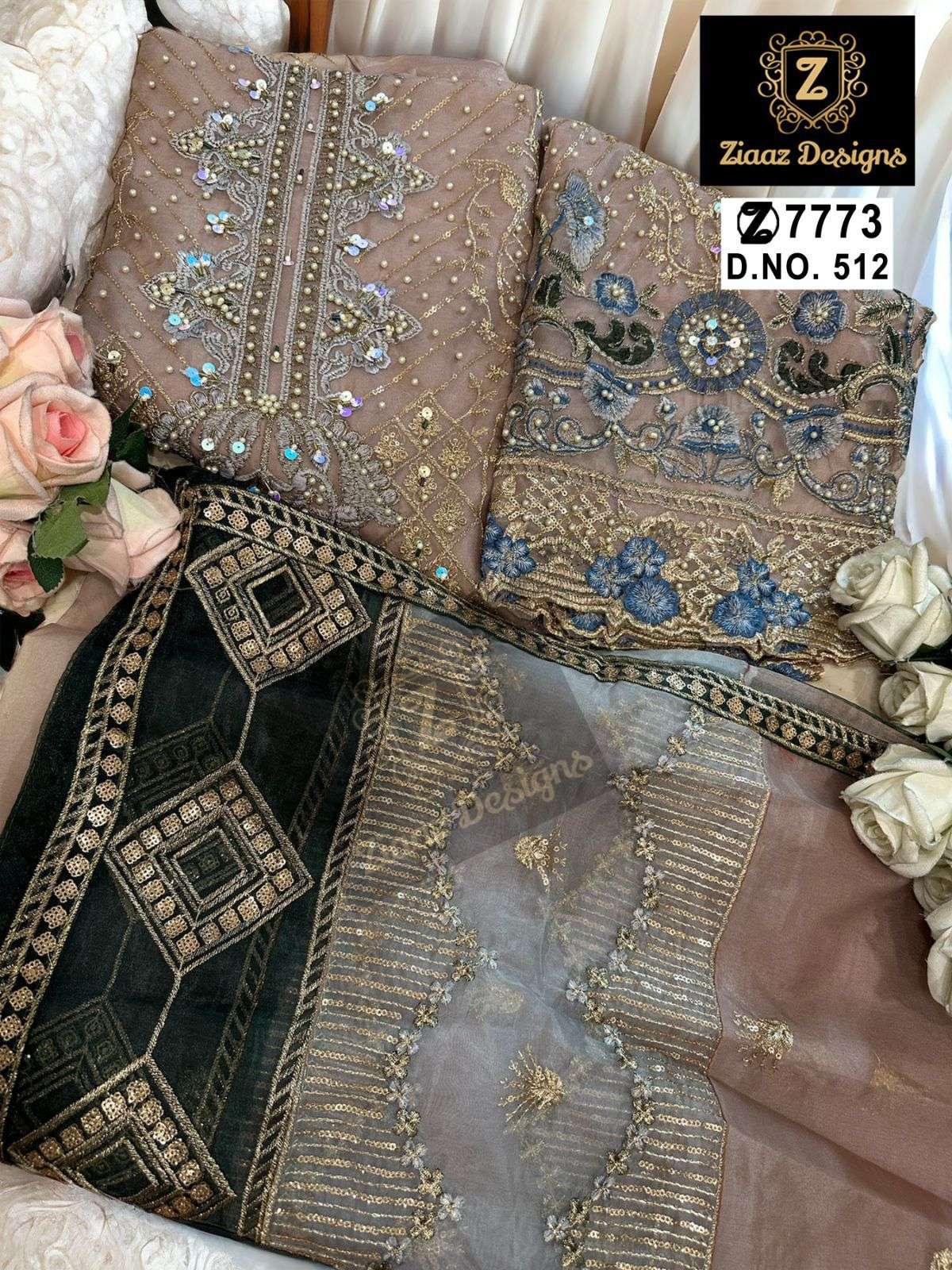 ZIAAZ DESIGNS CODE 508 511 & 512 GEORGETTE EMBROIDERED SUIT