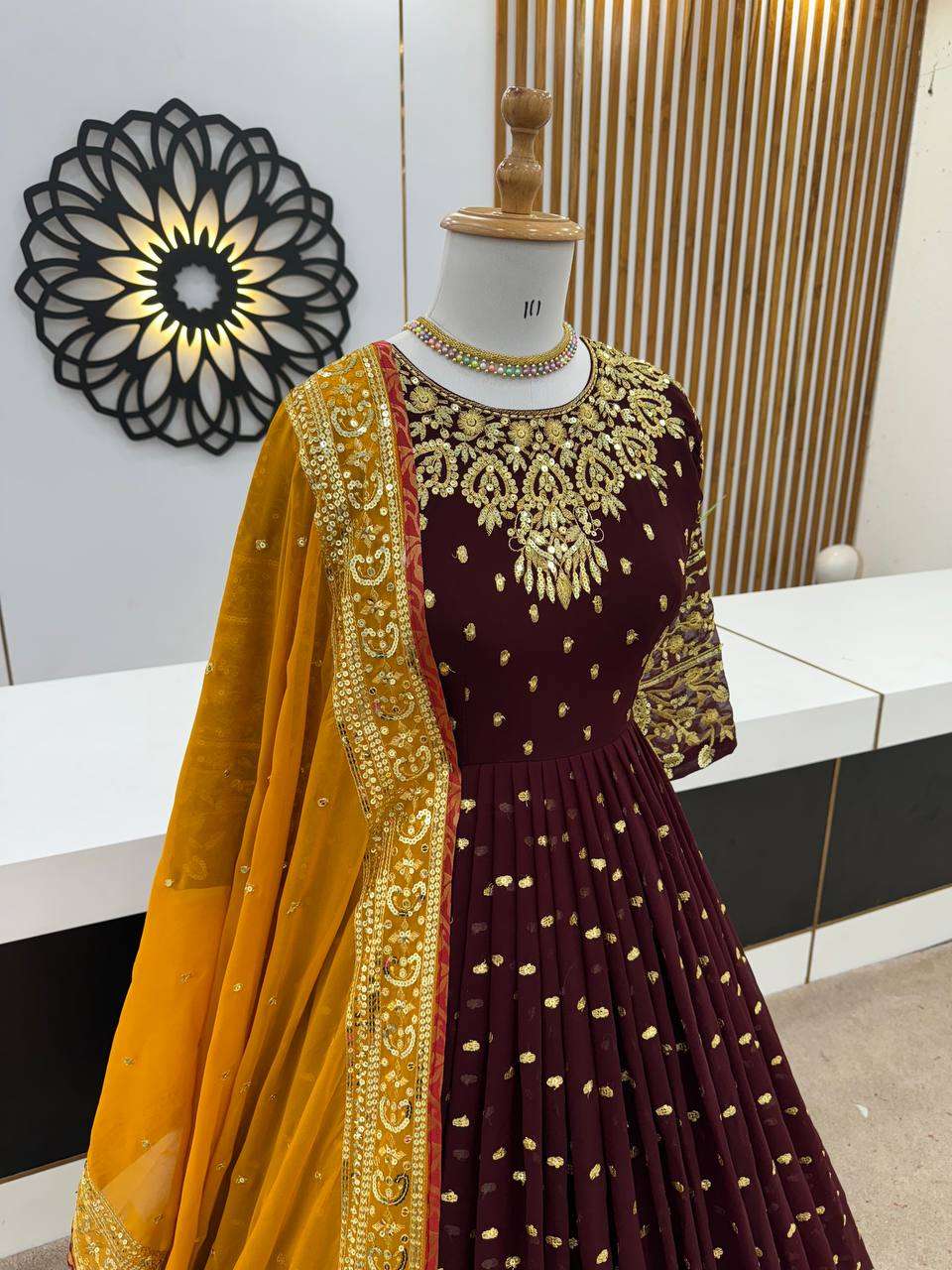 ZSR 3060 BROWN GOWN DUPATTA