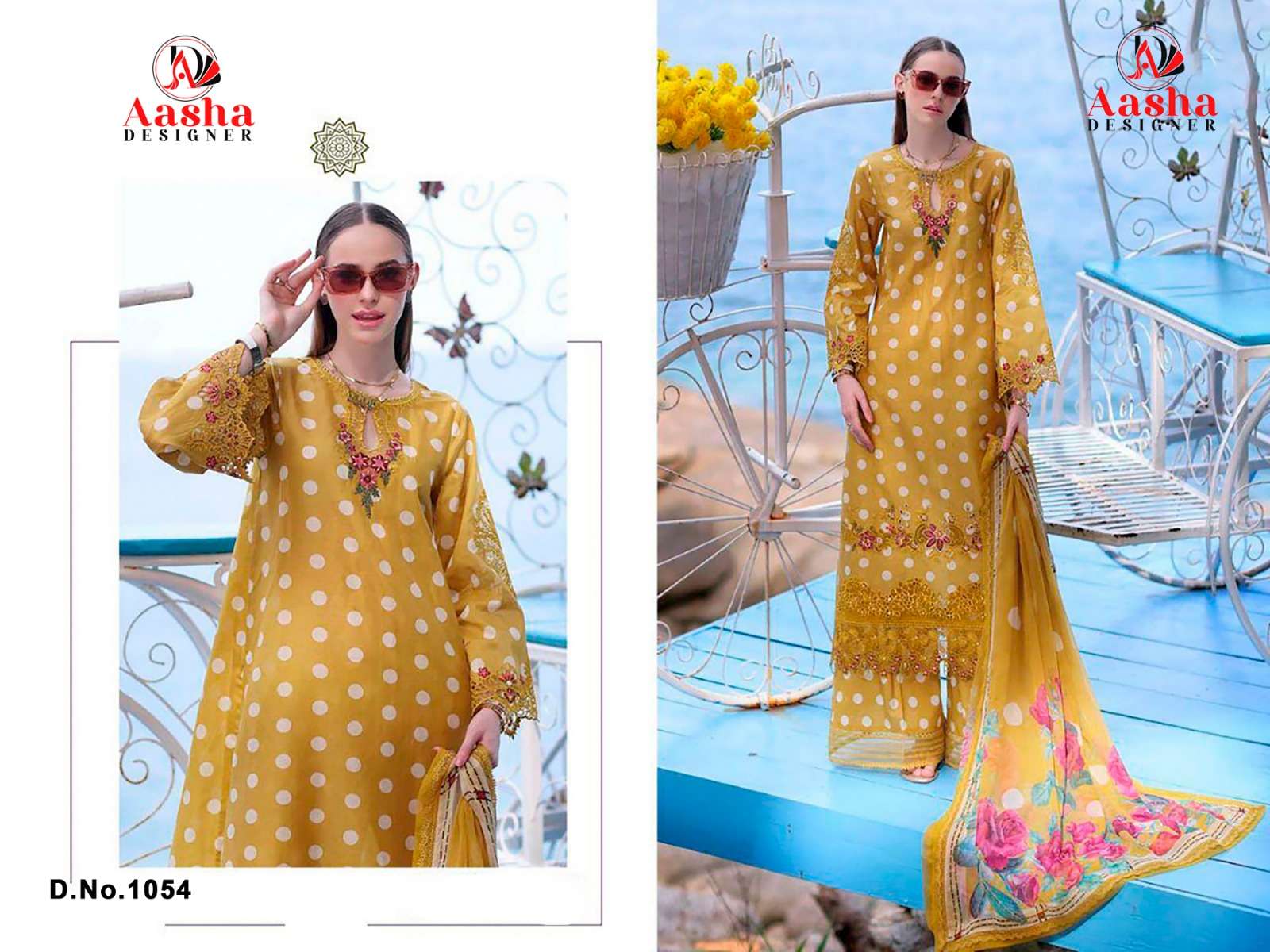 AASHA DESIGNER D NO 1054 AND 1055 COTTON SALWAR KAMEEZ 