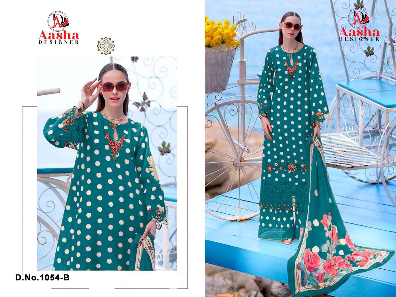 AASHA DESIGNER D NO 1054 AND 1055 COTTON SALWAR KAMEEZ 