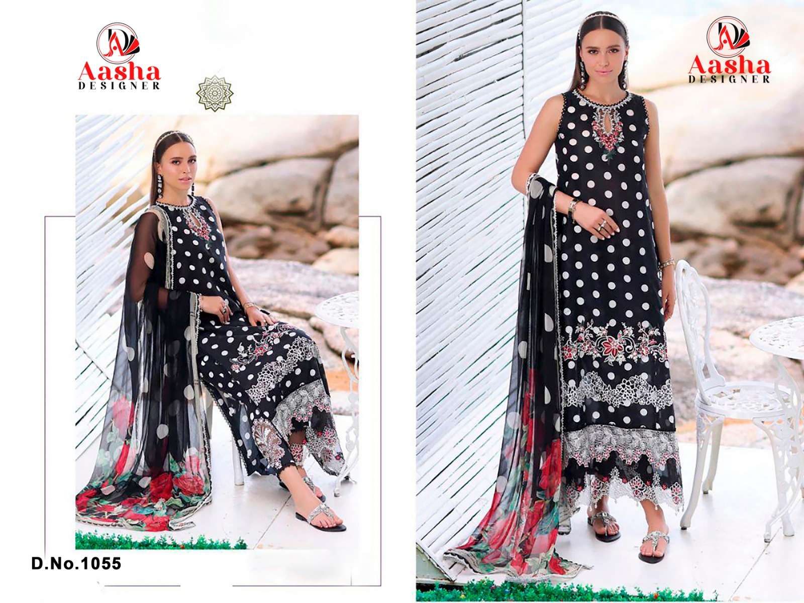 AASHA DESIGNER D NO 1054 AND 1055 COTTON SALWAR KAMEEZ 