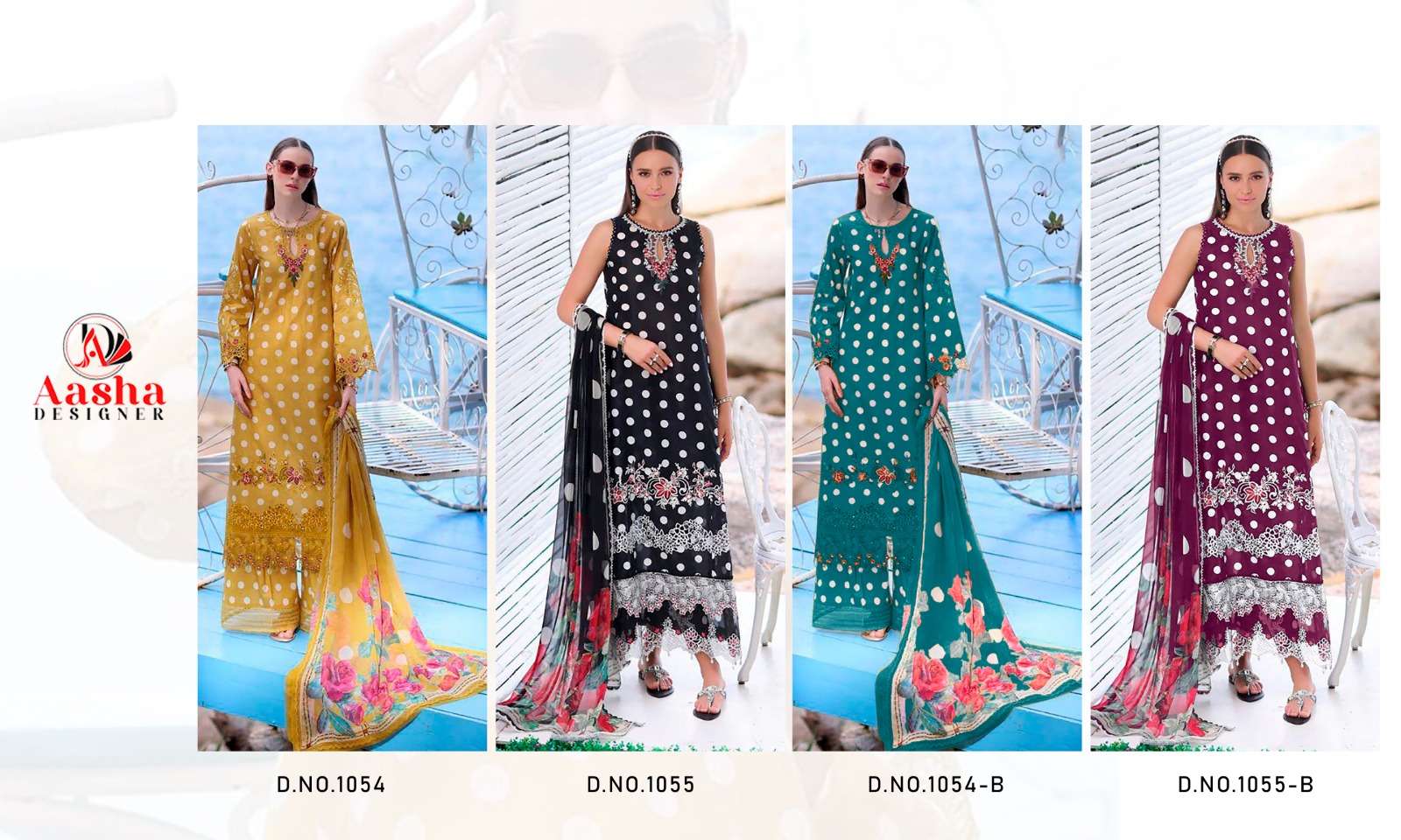AASHA DESIGNER D NO 1054 AND 1055 COTTON SALWAR KAMEEZ 