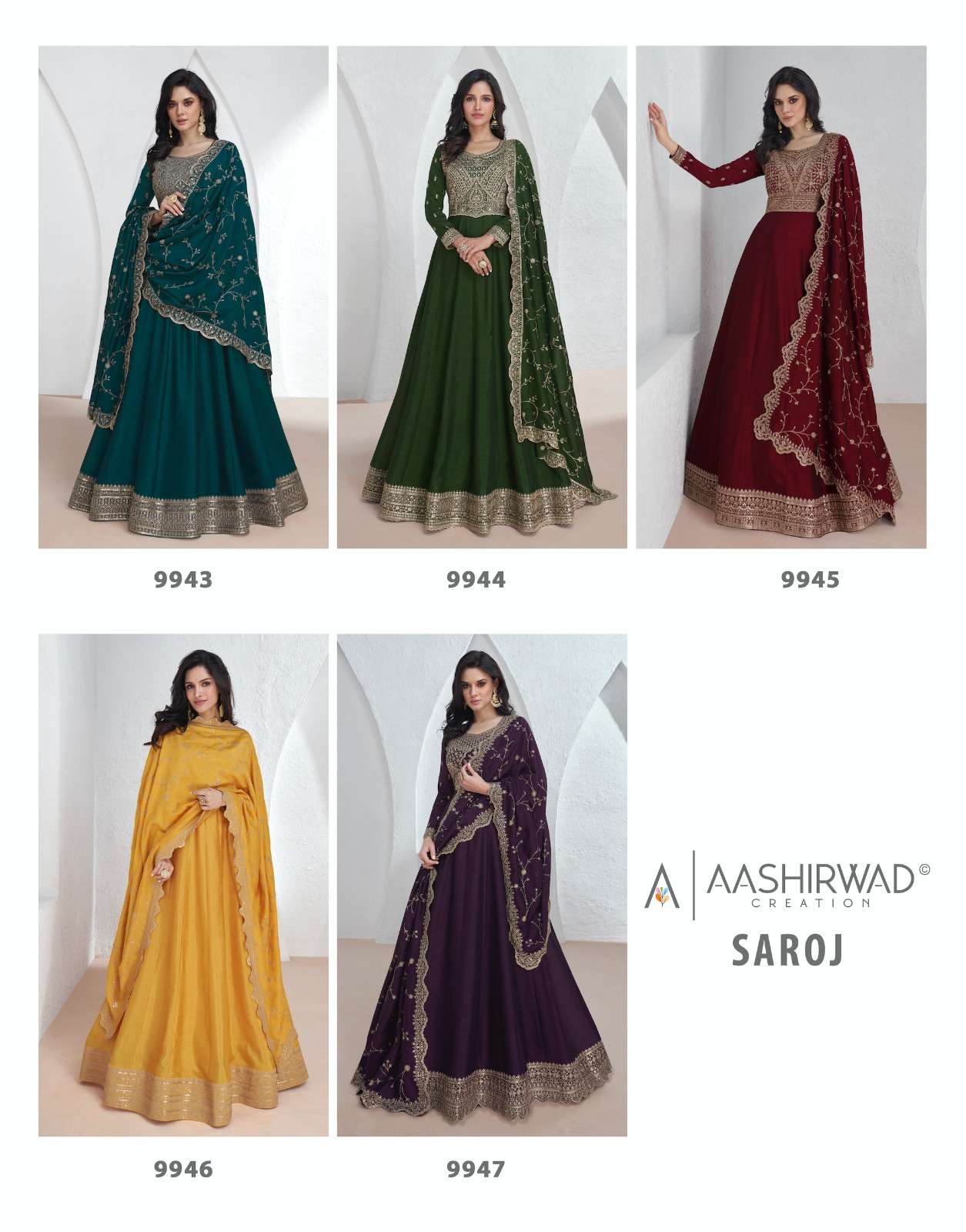 AASHIRWAD CREATION SAROJ DESIGNER LONG PARTY WEAR GOWN DRESS
