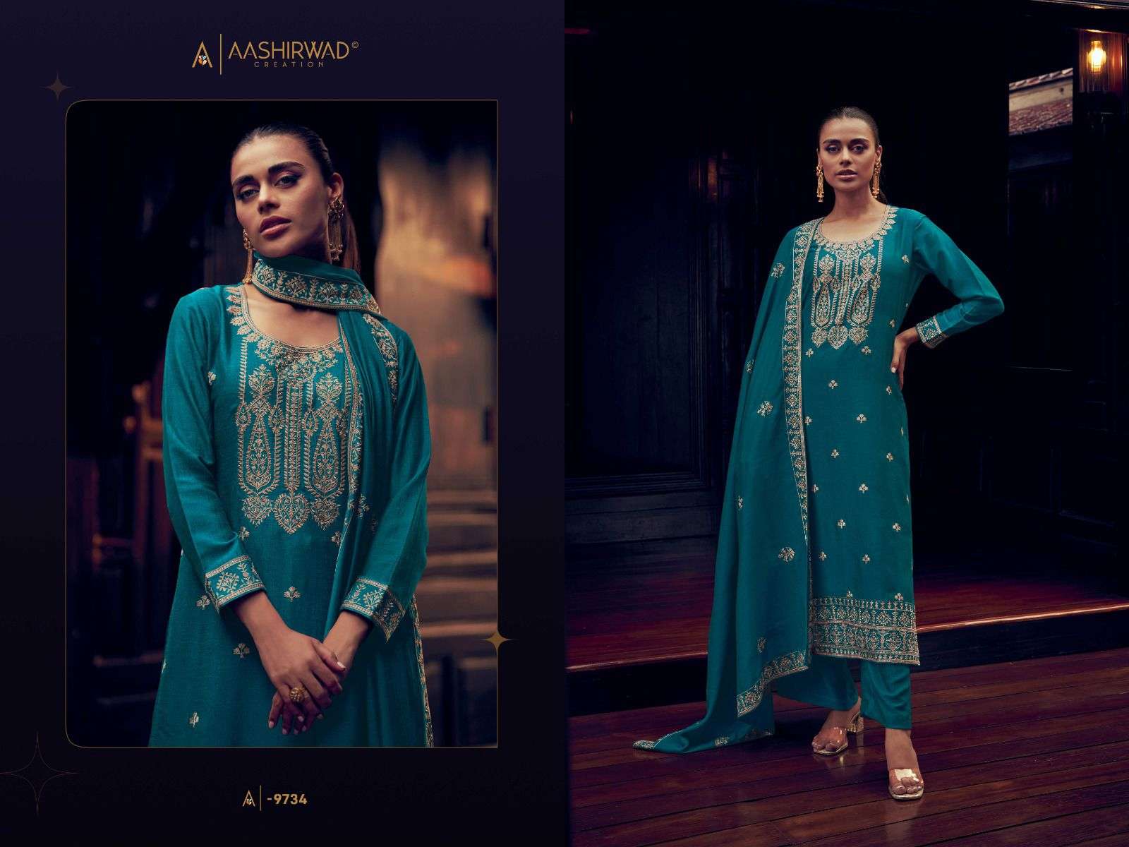 AASHIRWAD CREATION TULIP SILK EMBROIDERY DESIGNER SUIT