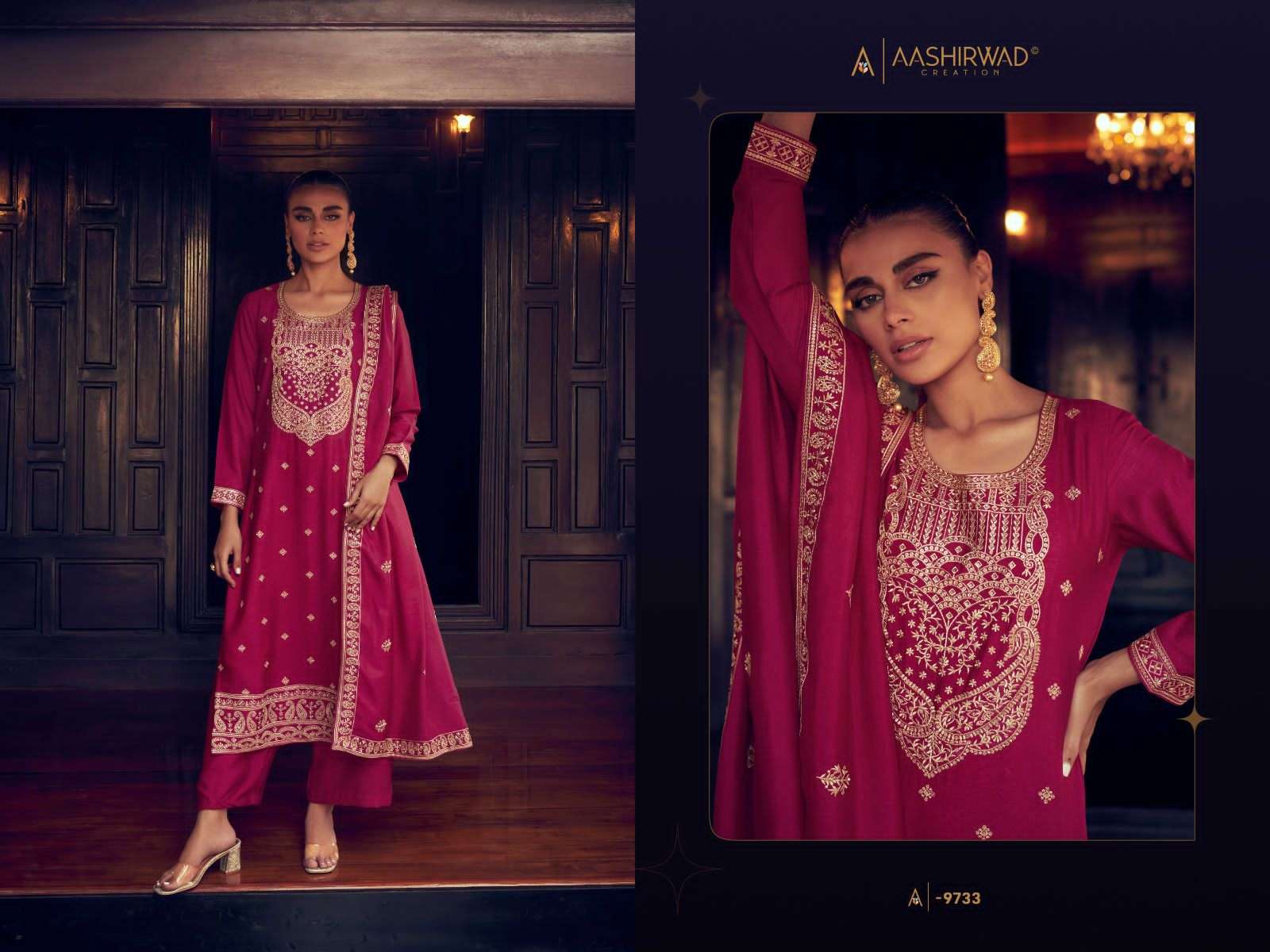 AASHIRWAD CREATION TULIP SILK EMBROIDERY DESIGNER SUIT
