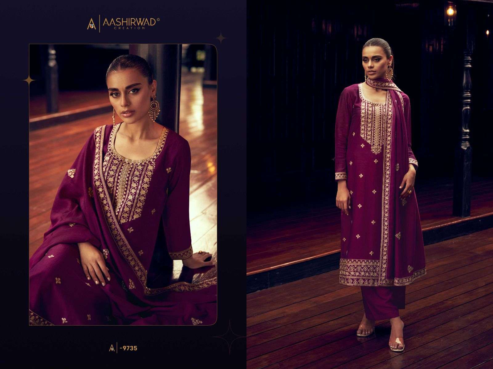 AASHIRWAD CREATION TULIP SILK EMBROIDERY DESIGNER SUIT