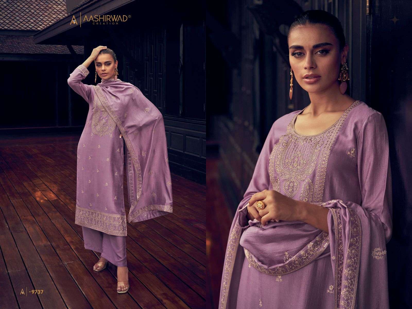 AASHIRWAD CREATION TULIP SILK EMBROIDERY DESIGNER SUIT