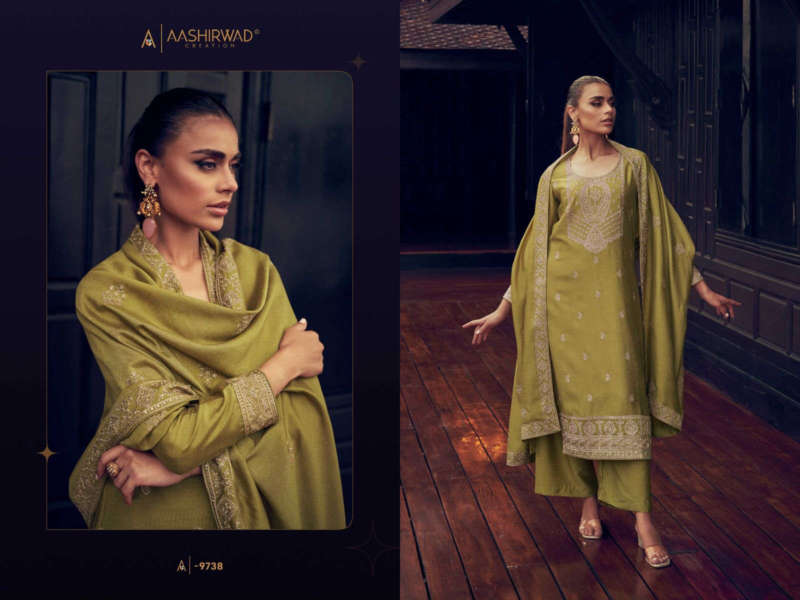 AASHIRWAD CREATION TULIP SILK EMBROIDERY DESIGNER SUIT