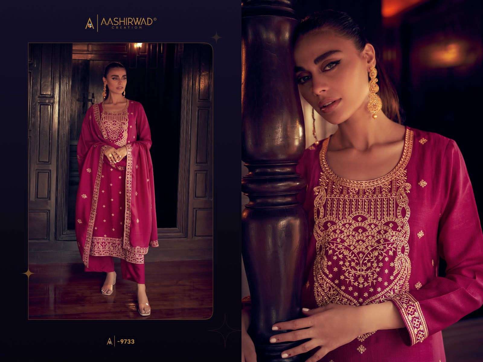 AASHIRWAD CREATION TULIP SILK EMBROIDERY DESIGNER SUIT