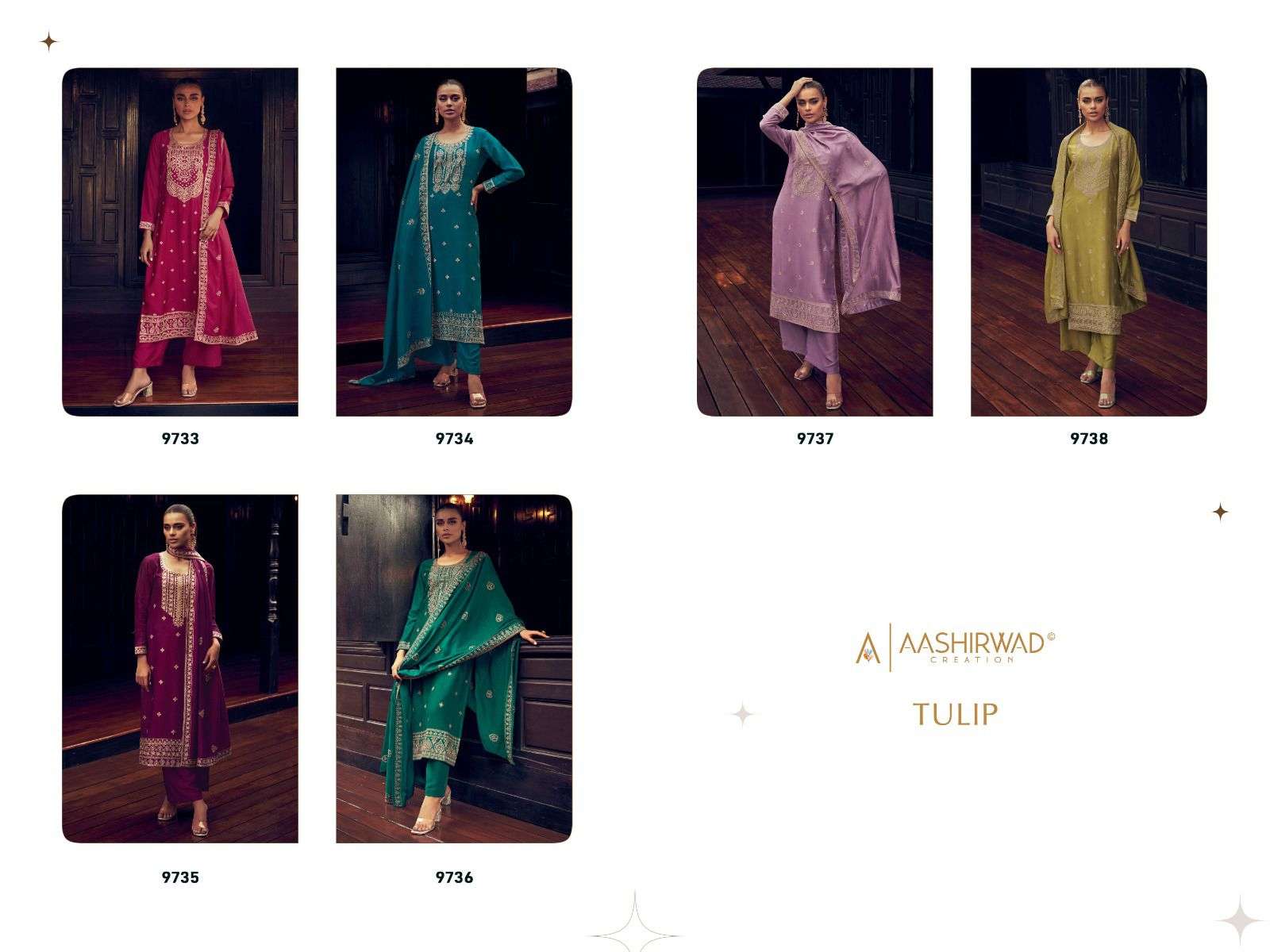 AASHIRWAD CREATION TULIP SILK EMBROIDERY DESIGNER SUIT