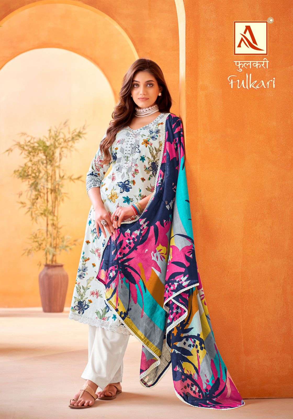 ALOK SUITS FULKARI COTTON FLORAL PRINTS FANCY WORKS SUIT