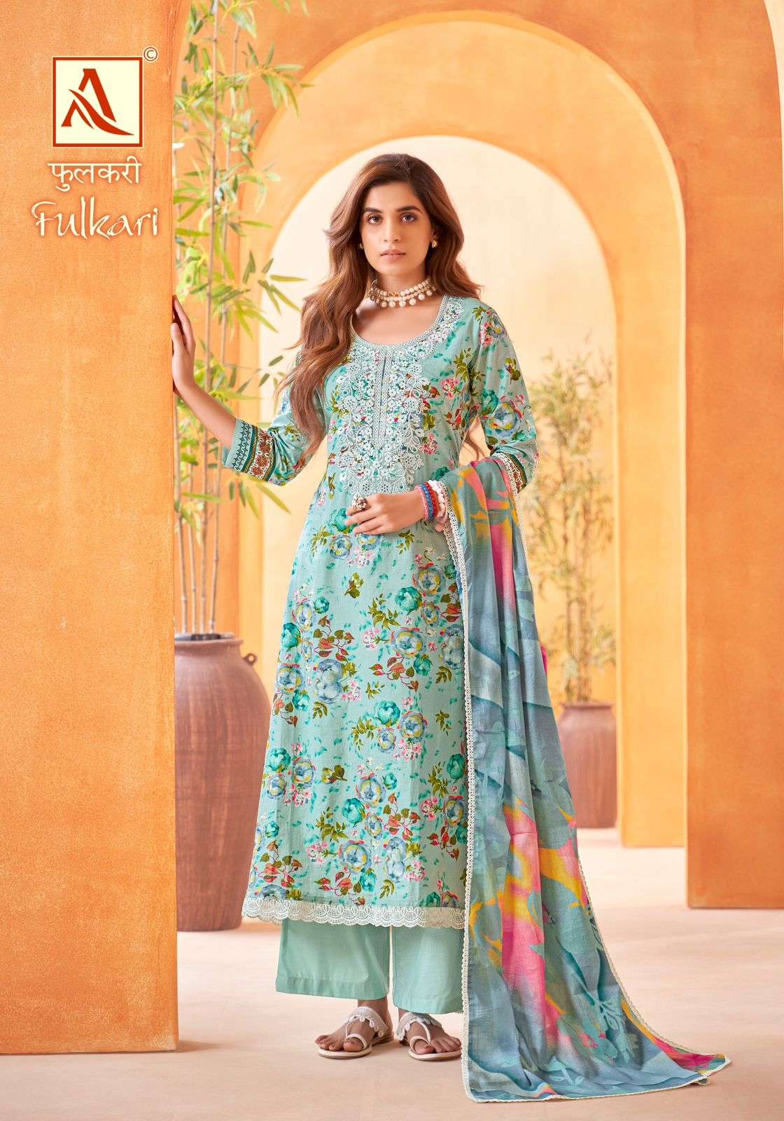 ALOK SUITS FULKARI COTTON FLORAL PRINTS FANCY WORKS SUIT