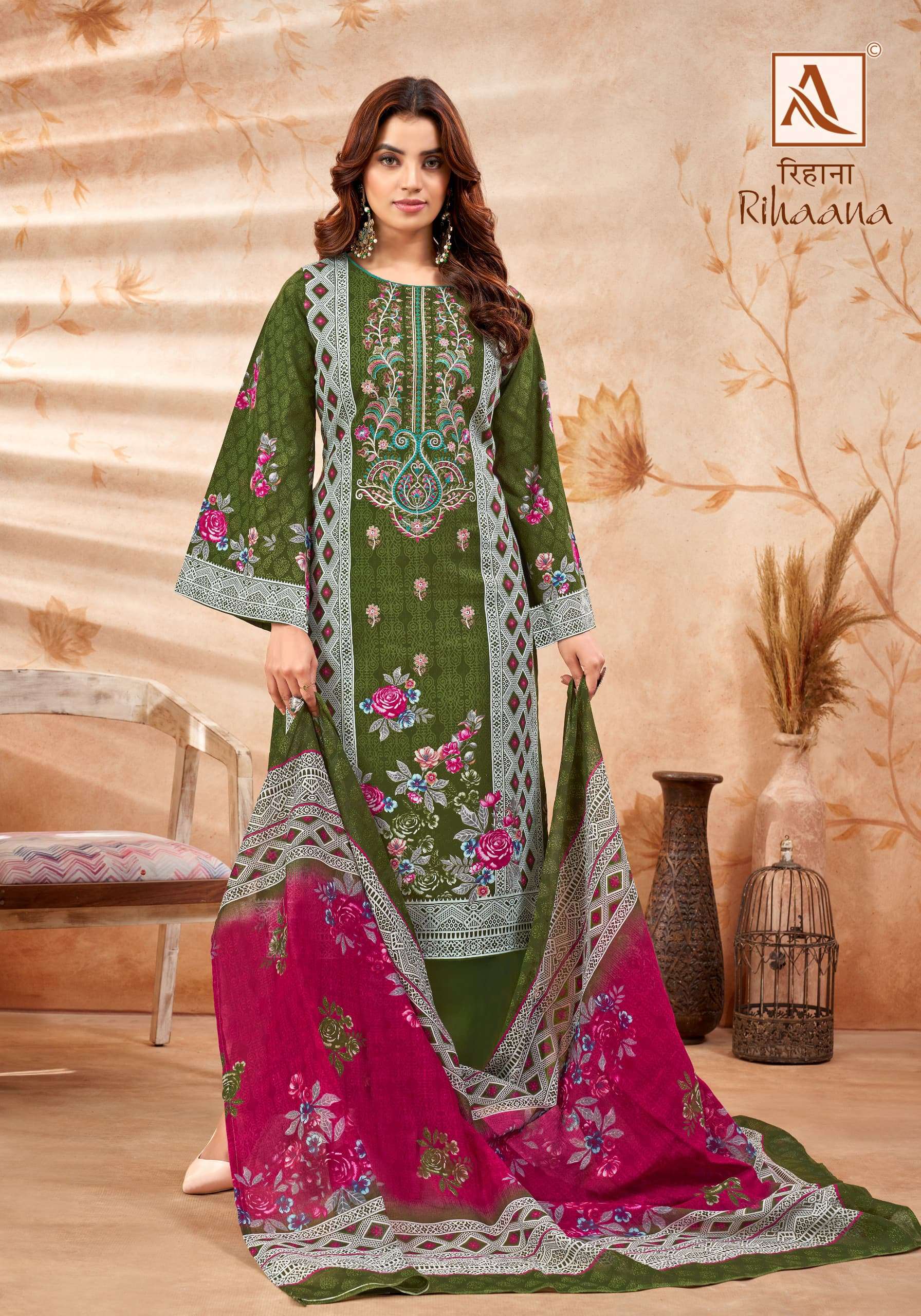 ALOK SUITS RIHAANA COTTON DIGITAL PRINTS WITH FANCY WORK SUIT