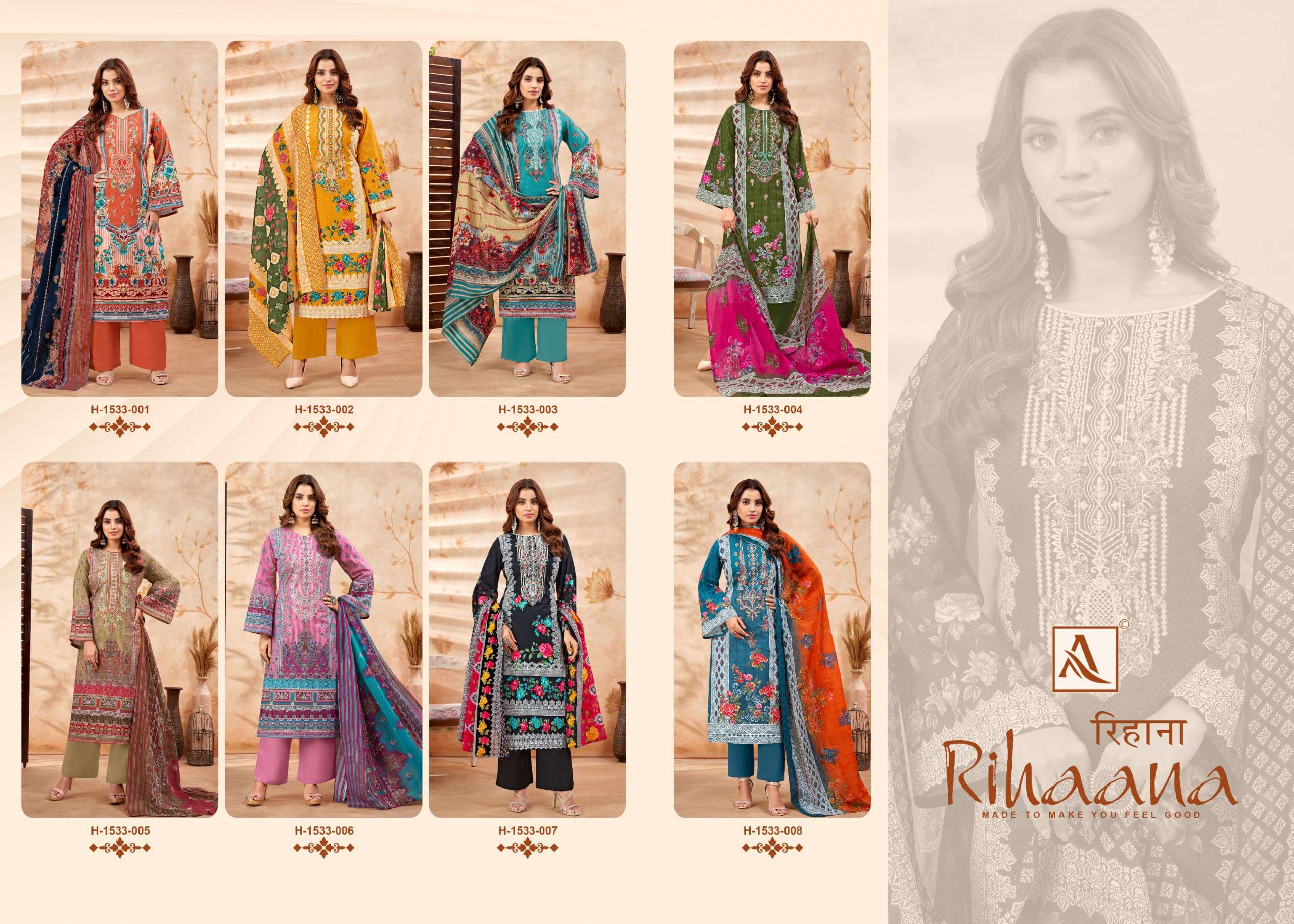 ALOK SUITS RIHAANA COTTON DIGITAL PRINTS WITH FANCY WORK SUIT