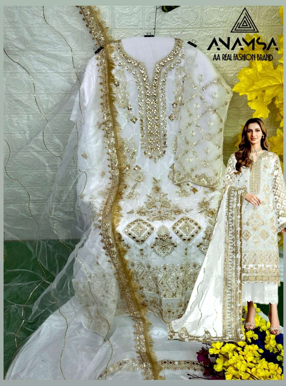 ANAMSA D NO 401 GEORGETTE EMBROIDERED SUIT
