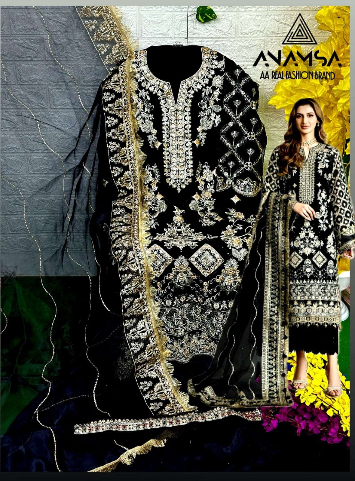 ANAMSA D NO 401 GEORGETTE EMBROIDERED SUIT
