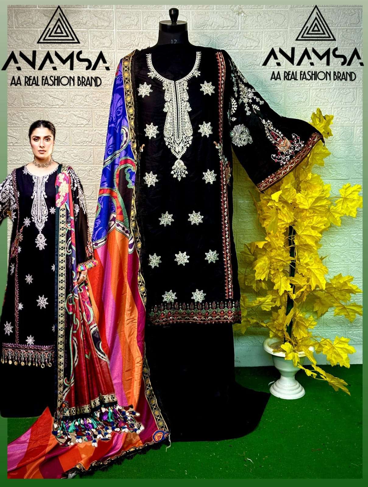 ANAMSA D NO 438 COTTON EMBROIDERED PAKISTANI SUIT