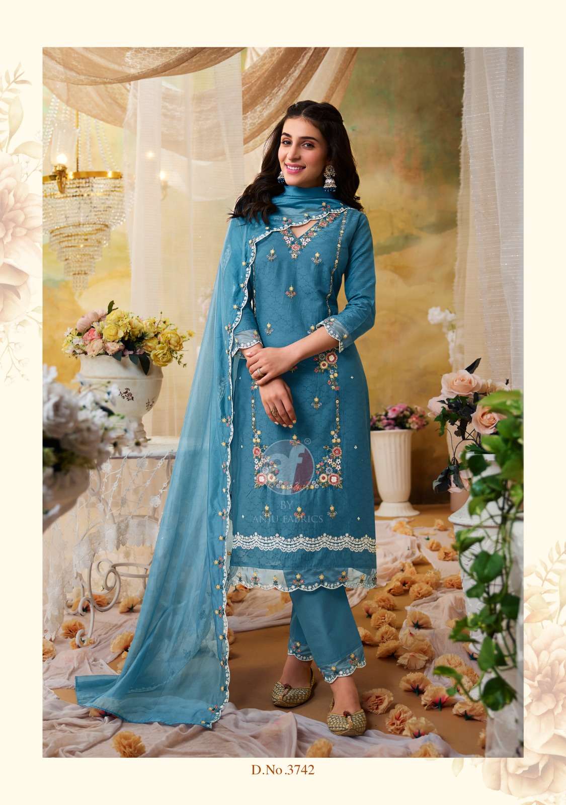ANJU FABRICS COTTON QUEEN COTTON BEAUTIFUL DESIGNER SUIT
