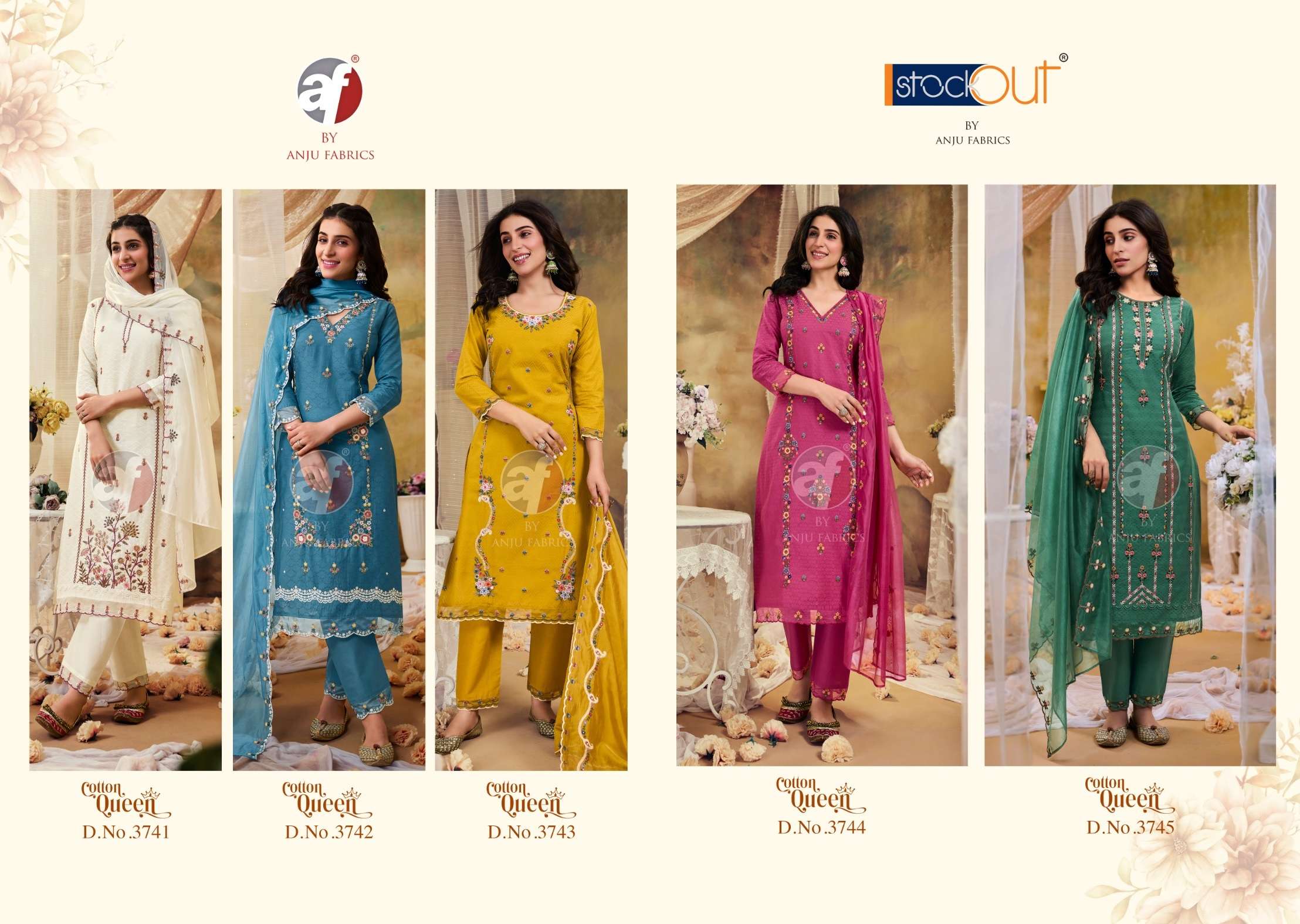 ANJU FABRICS COTTON QUEEN COTTON BEAUTIFUL DESIGNER SUIT