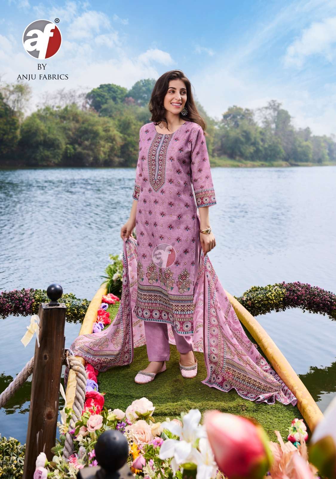 ANJU FABRICS PREETY PETALS VOL 2 COTTON DESIGNER KURTI COMBO SET 