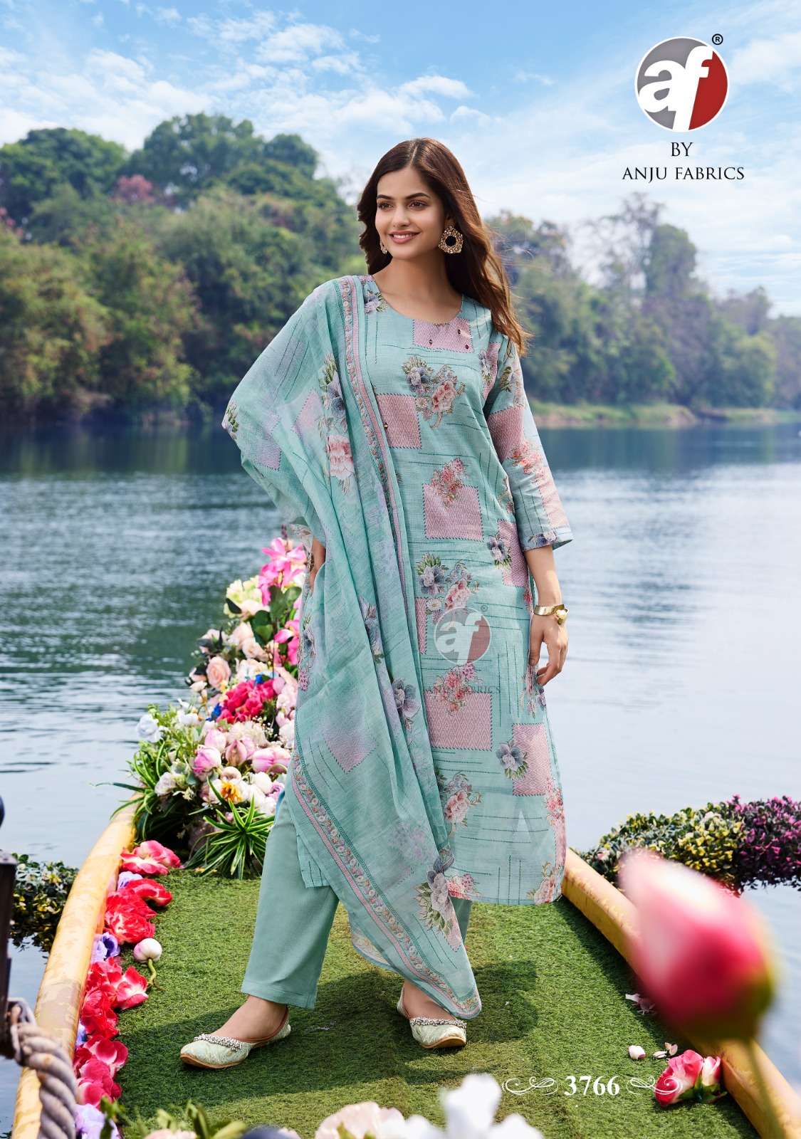 ANJU FABRICS PREETY PETALS VOL 2 COTTON DESIGNER KURTI COMBO SET 