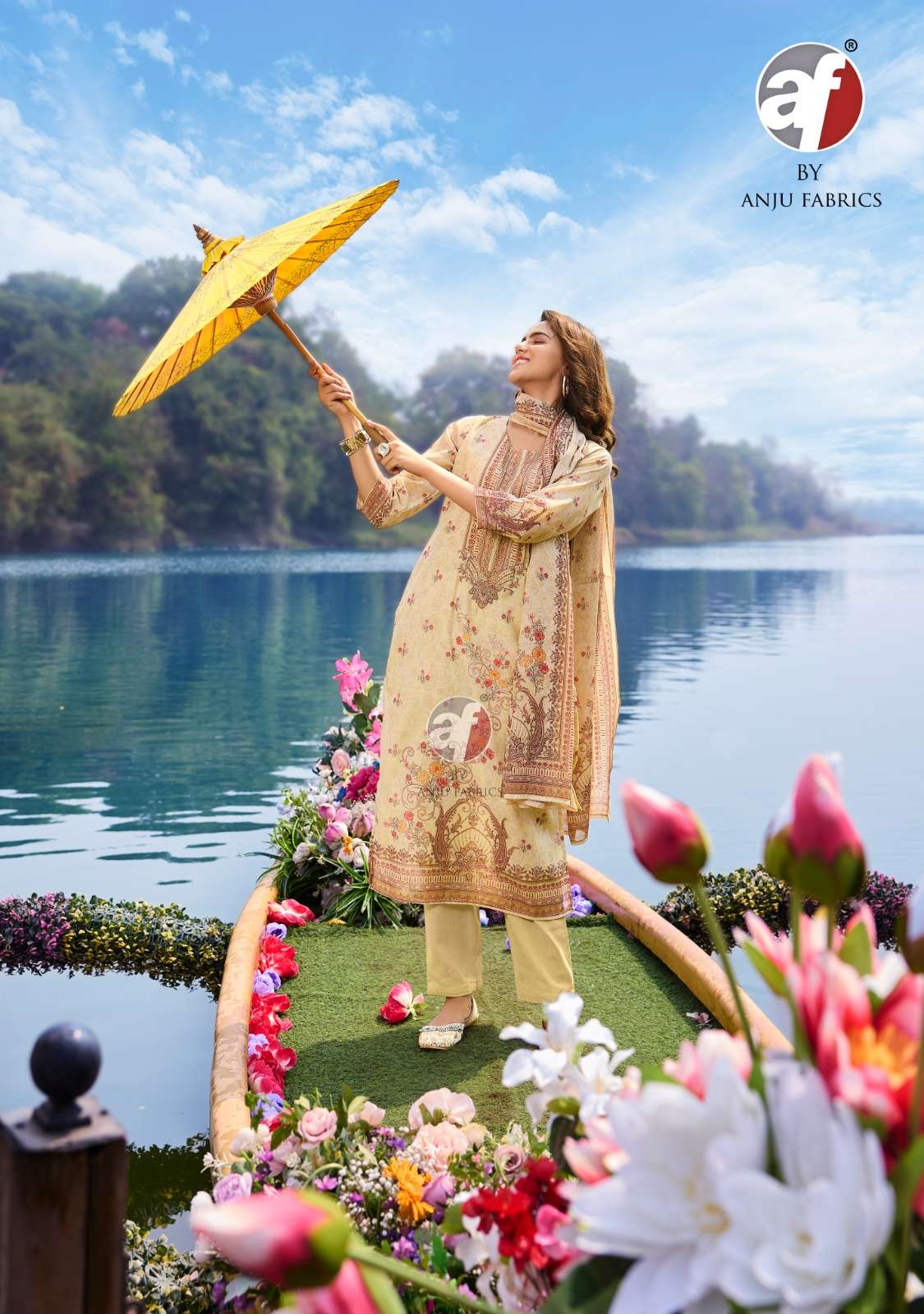 ANJU FABRICS PREETY PETALS VOL 2 COTTON DESIGNER KURTI COMBO SET 