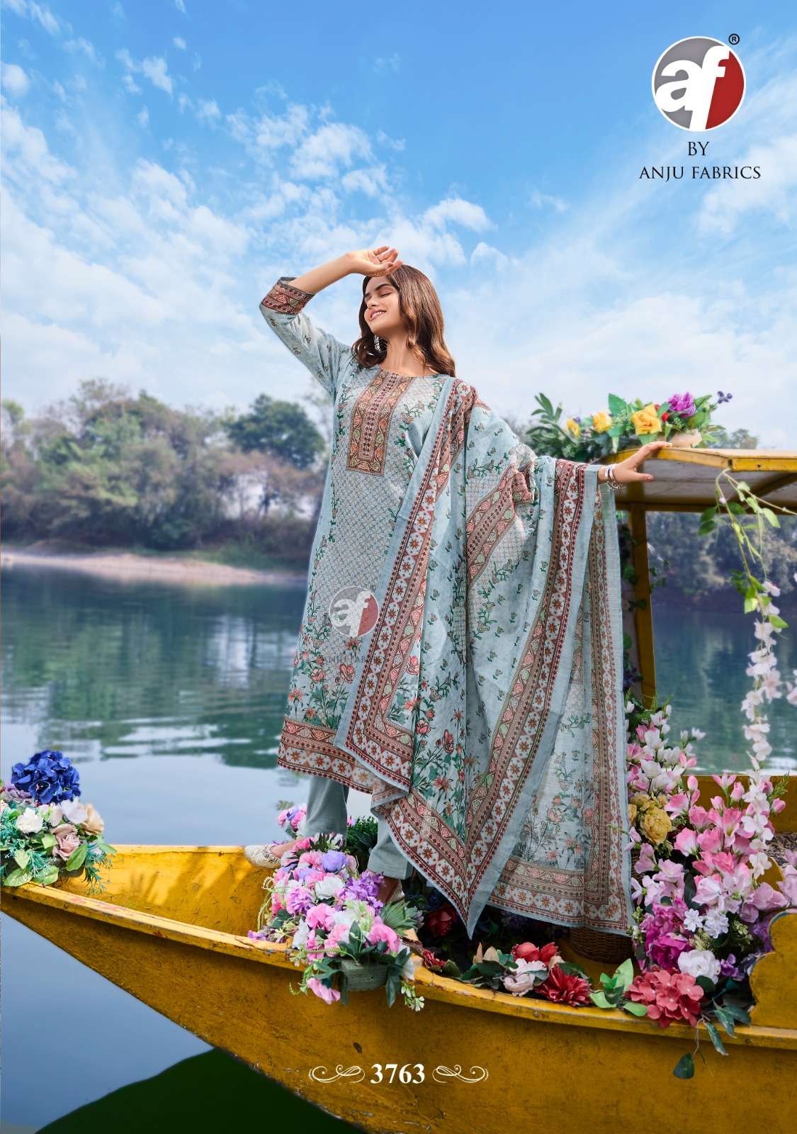 ANJU FABRICS PREETY PETALS VOL 2 COTTON DESIGNER KURTI COMBO SET 