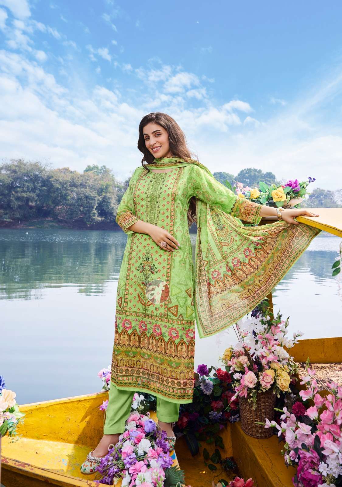 ANJU FABRICS PREETY PETALS VOL 2 COTTON DESIGNER KURTI COMBO SET 