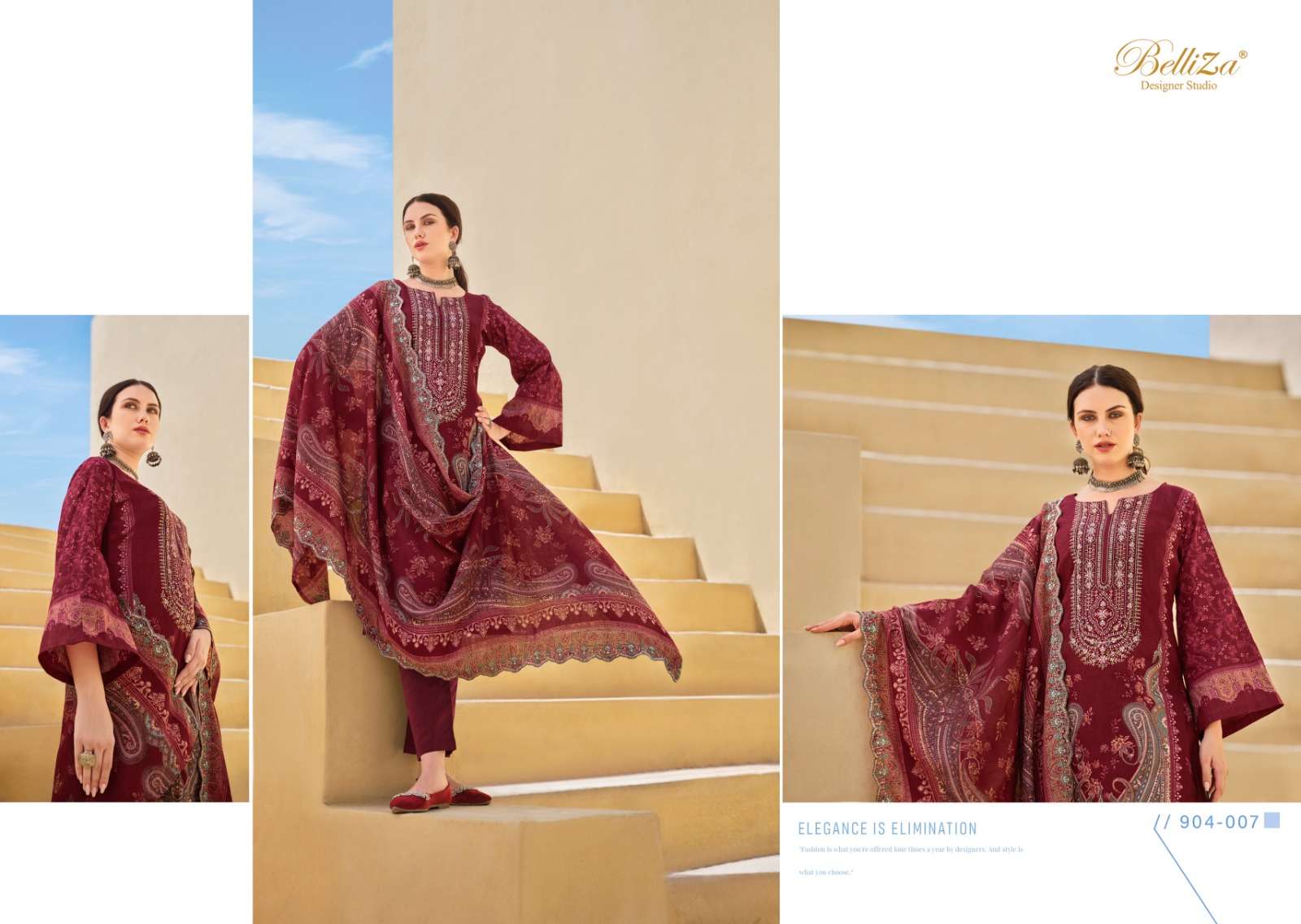 BELLIZA DESIGNER STUDIO GUZARISH VOL 6 COTTON FANCY WORK SUIT