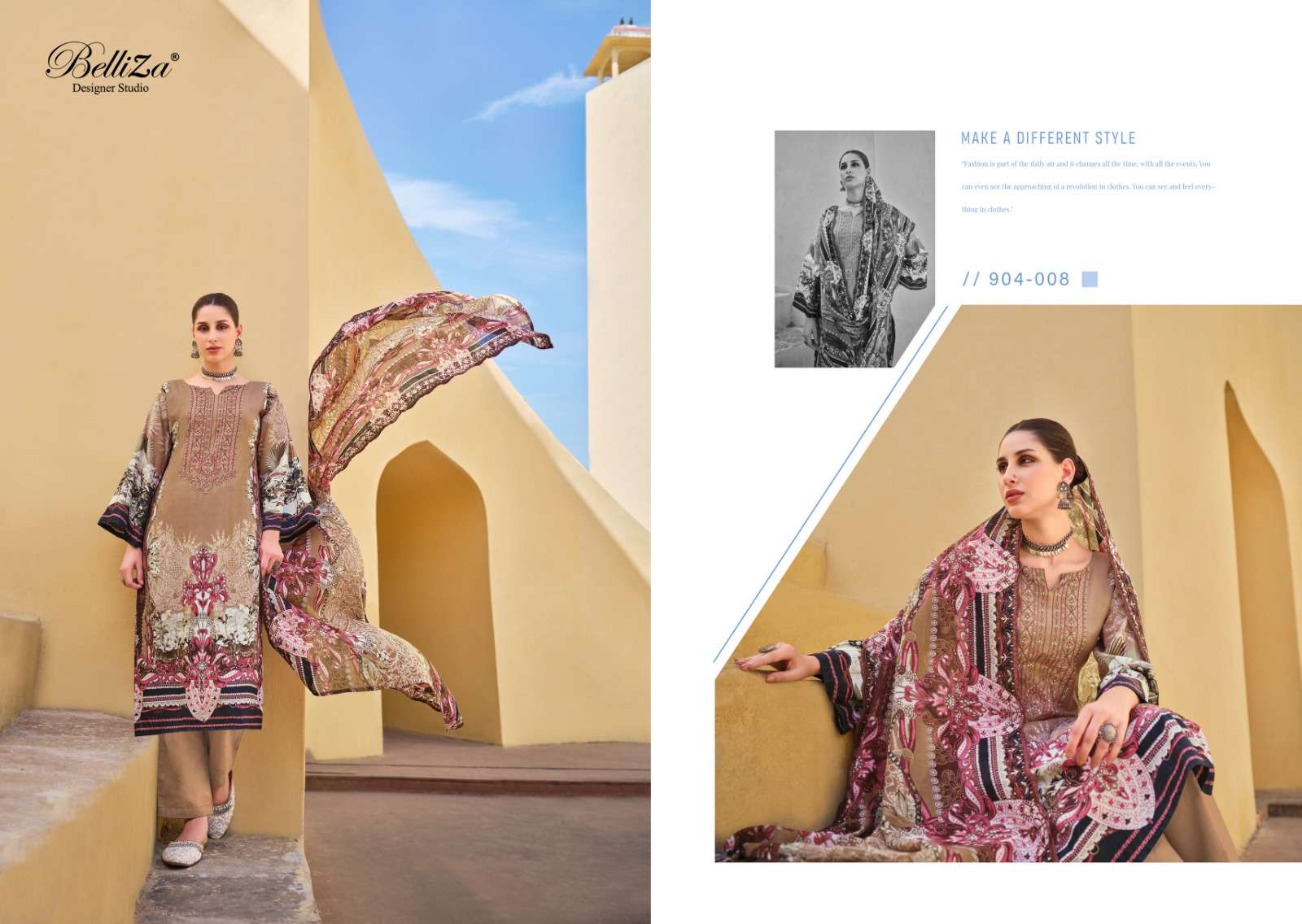 BELLIZA DESIGNER STUDIO GUZARISH VOL 6 COTTON FANCY WORK SUIT