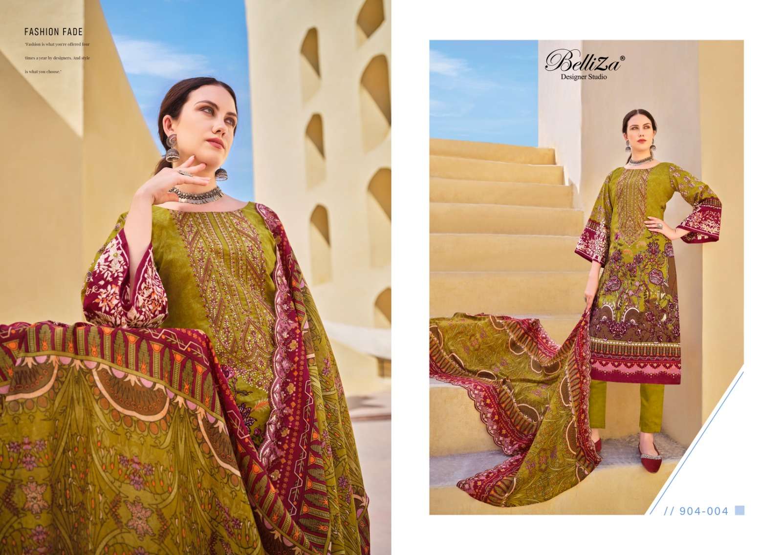 BELLIZA DESIGNER STUDIO GUZARISH VOL 6 COTTON FANCY WORK SUIT