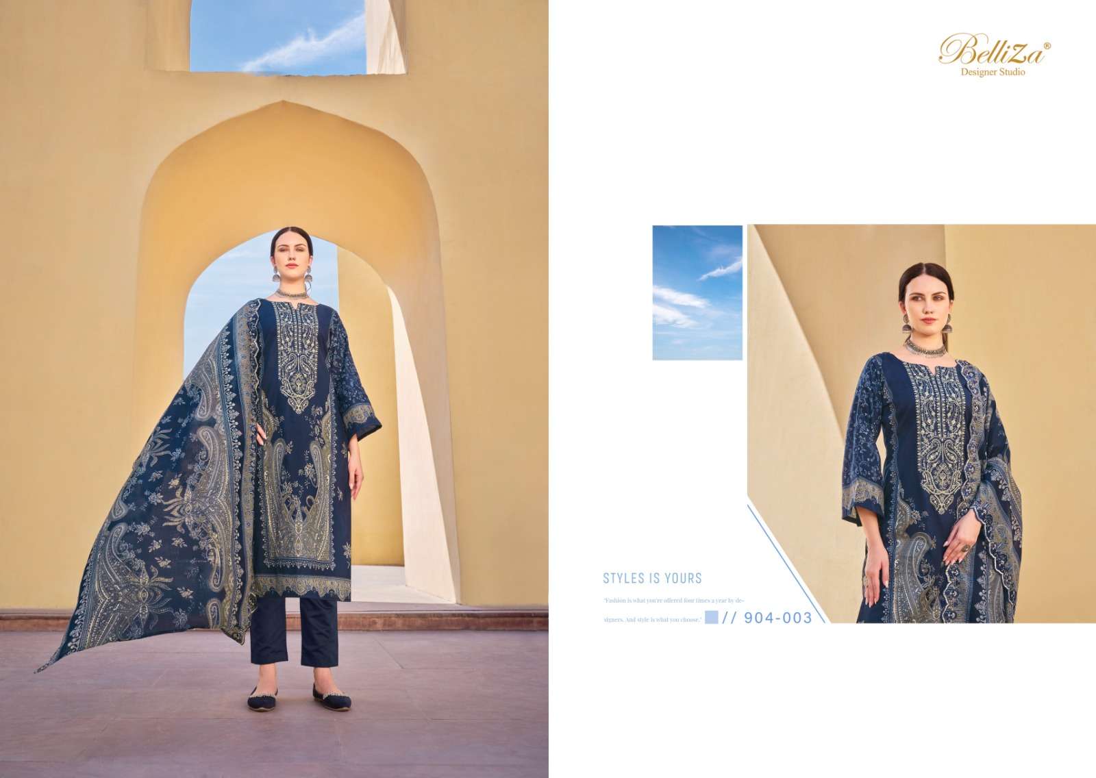 BELLIZA DESIGNER STUDIO GUZARISH VOL 6 COTTON FANCY WORK SUIT