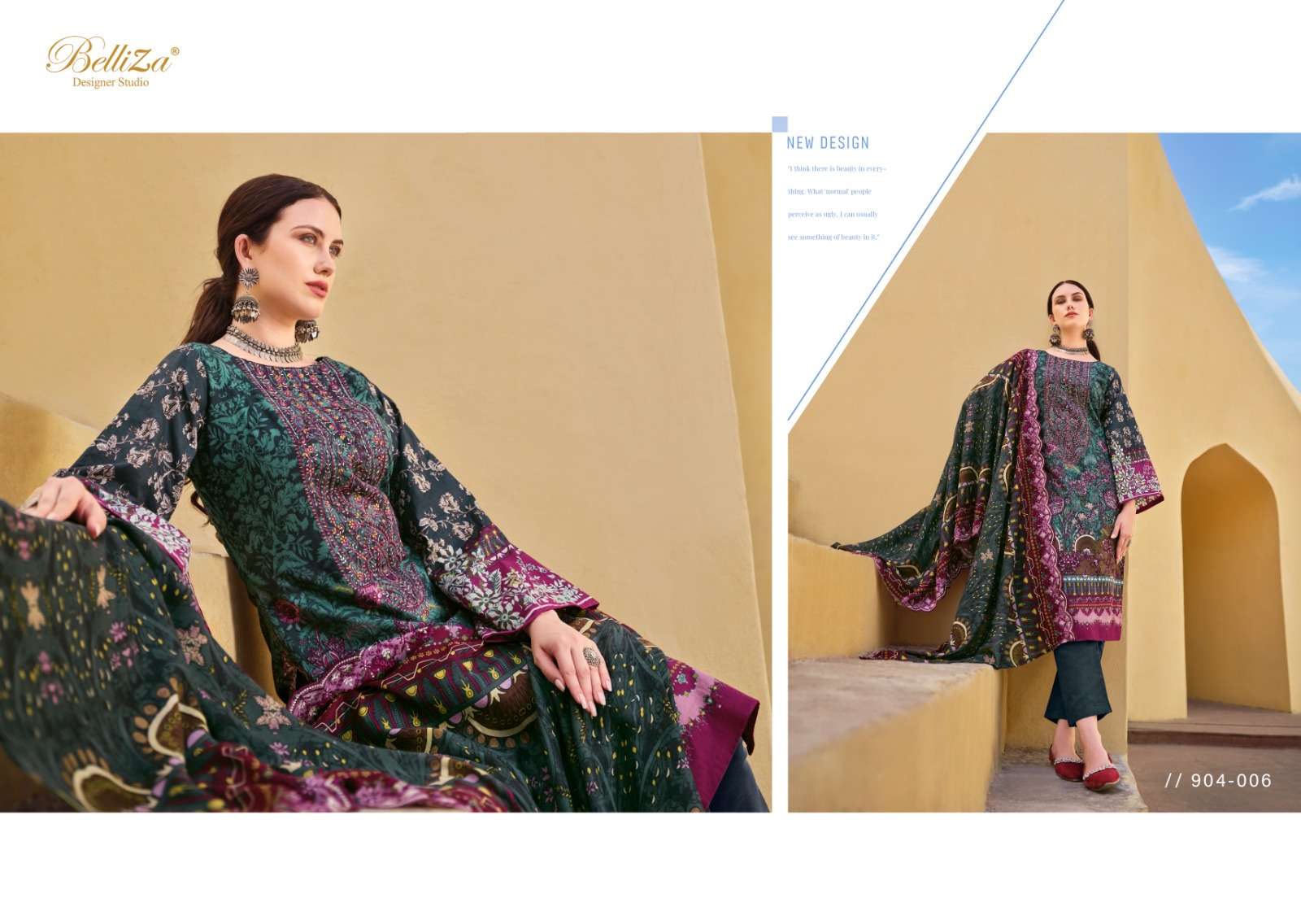 BELLIZA DESIGNER STUDIO GUZARISH VOL 6 COTTON FANCY WORK SUIT