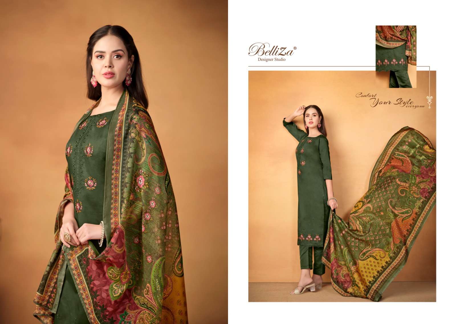 BELLIZA DESIGNER STUDIO JASHN E ISHQ VOL 5 JAM COTTON SUIT